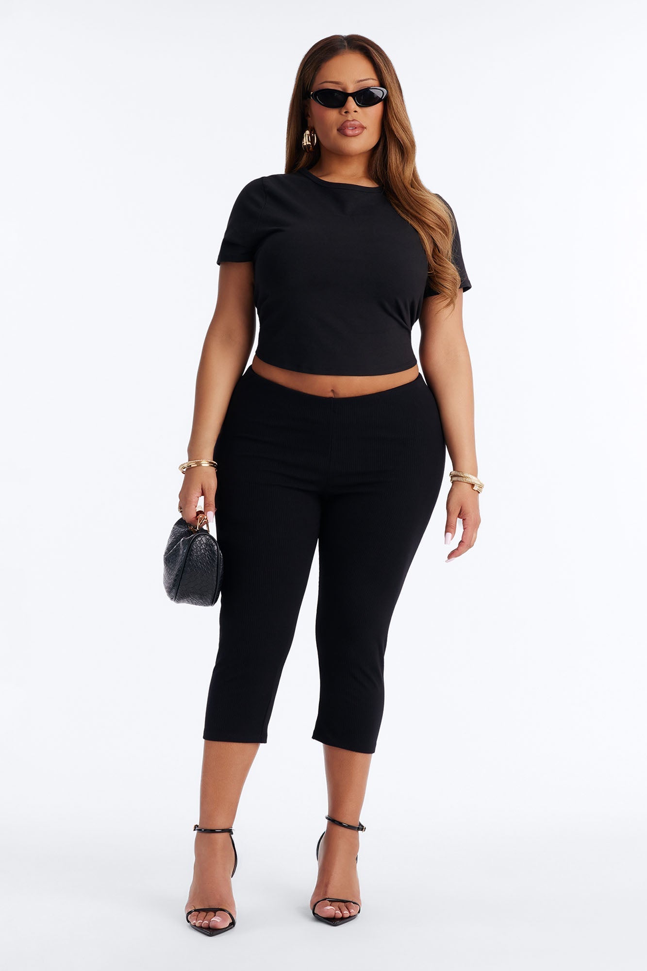 Ultra Ribbed Low Rise Capri Legging - Black NEWFASHIONEDGE