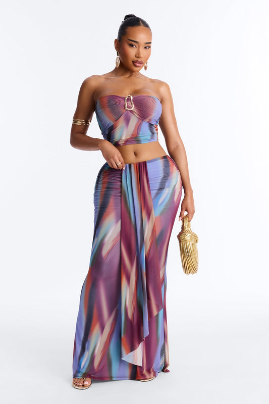 Aura Allure Mesh Skirt Set - Multi Color NEWFASHIONEDGE