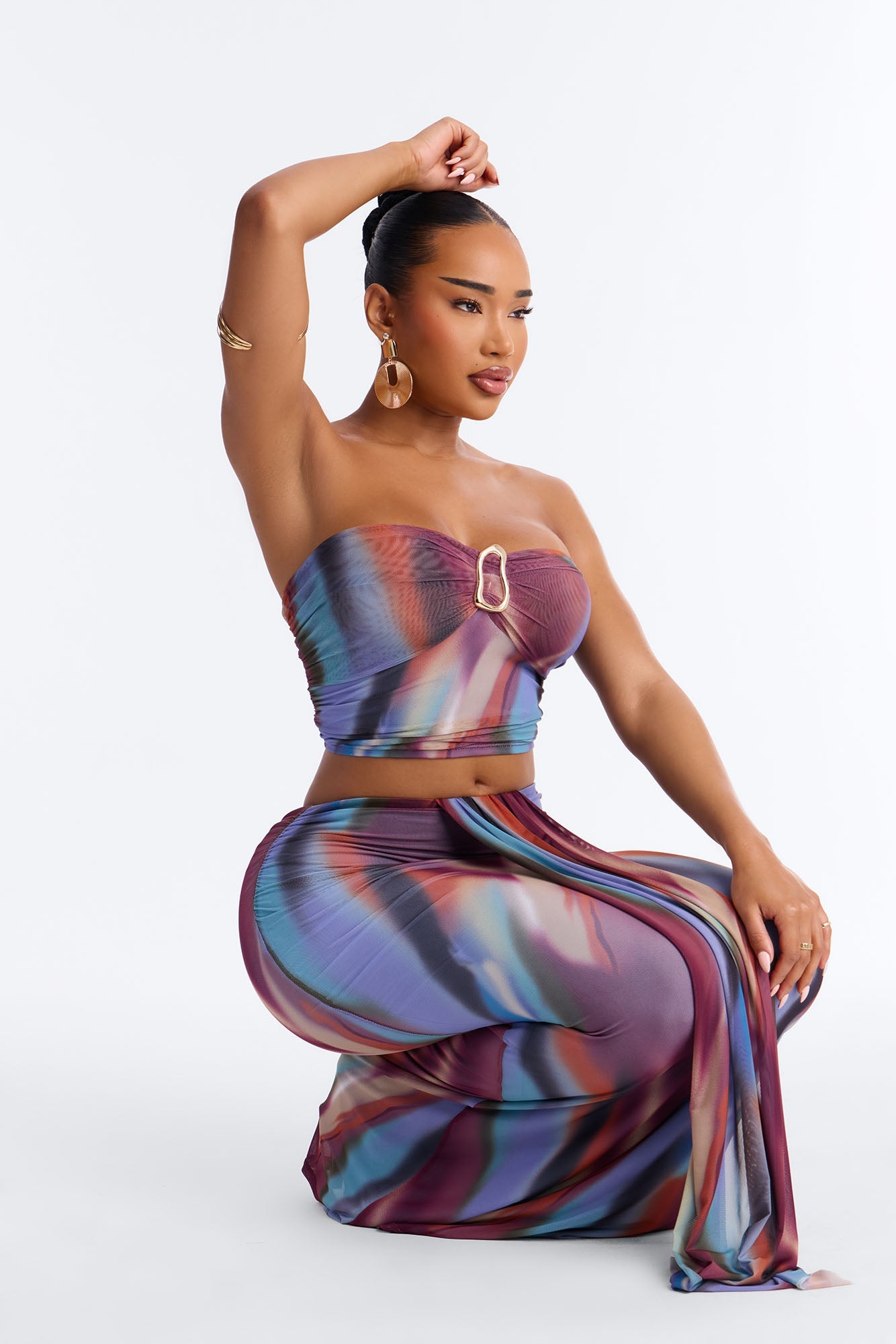 Aura Allure Mesh Skirt Set - Multi Color
