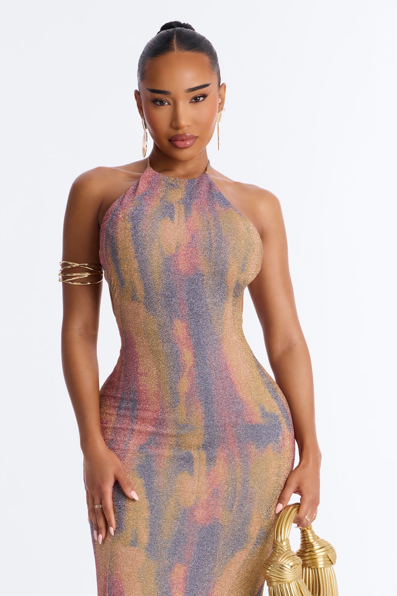 All That Glitters Backless Maxi Dress - Multi Color NEWFASHIONEDGE