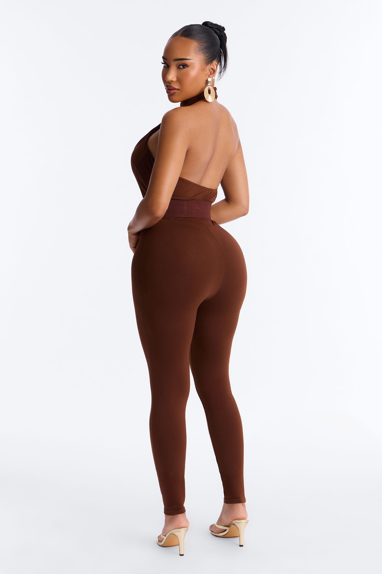 Kaila Cutout Belted 2 Piece Jumpsuit - Chocolate NEWFASHIONEDGE