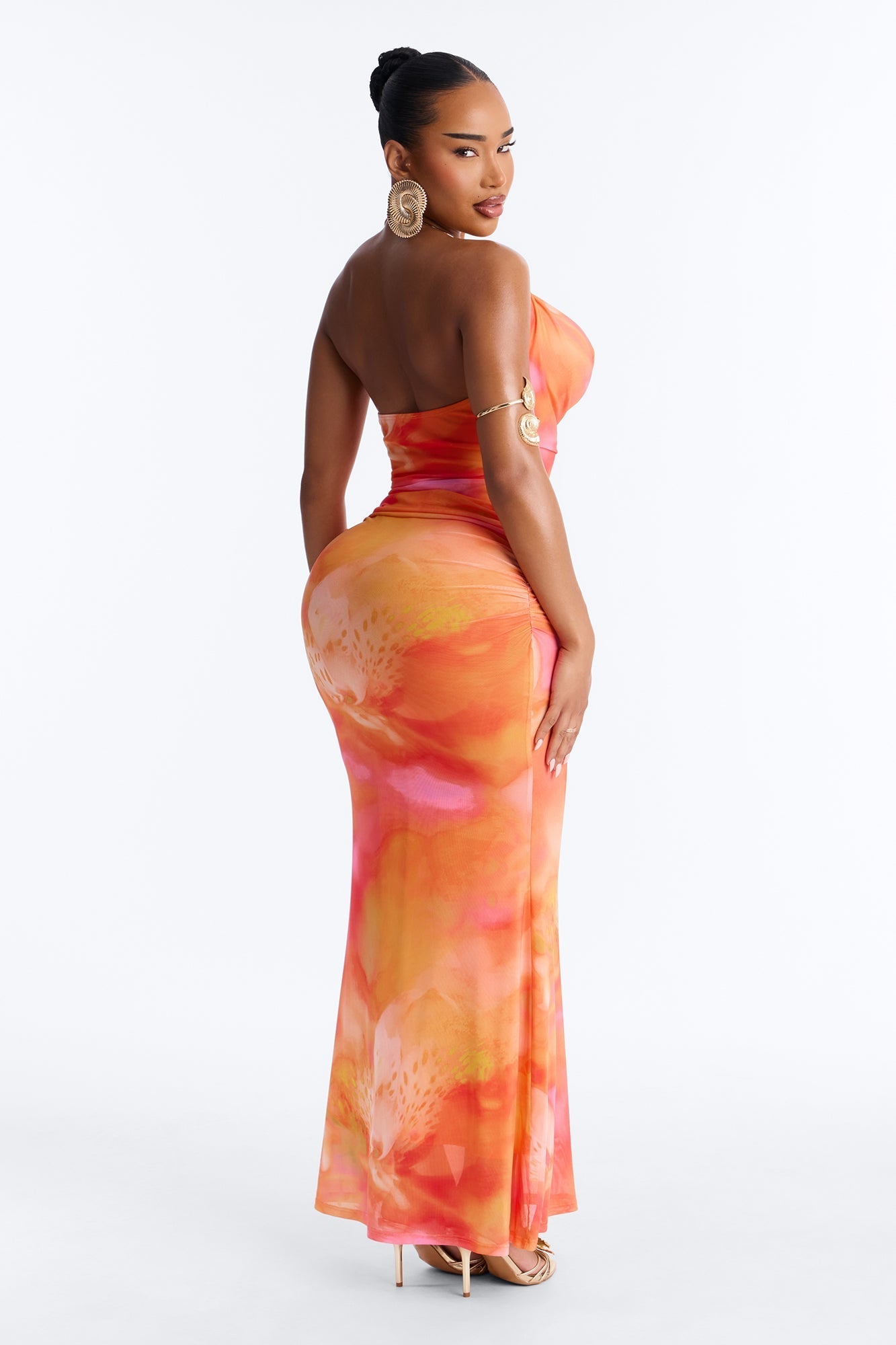 Caught Your Eye Mesh Maxi Dress - Pink/combo NEWFASHIONEDGE