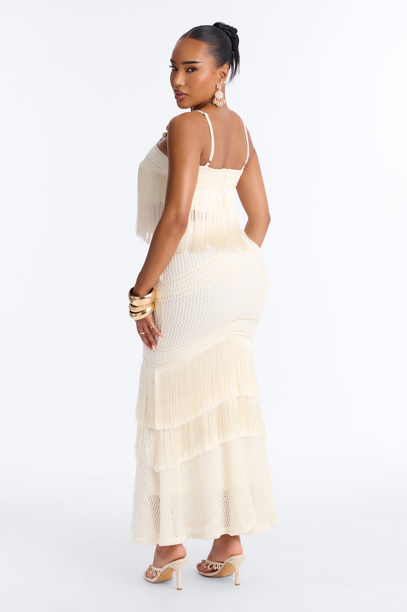 Sweet Reflections Crochet Fringe Trim Maxi Skirt Set - Cream Fashion Nova
