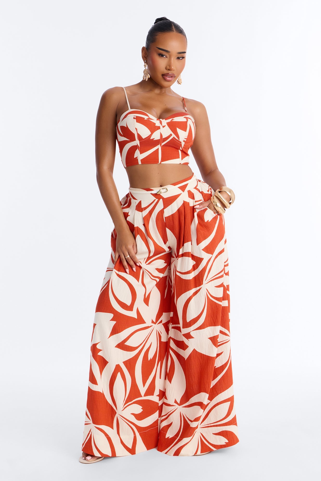 Lola Linen Pant Set - Rust Fashion Nova