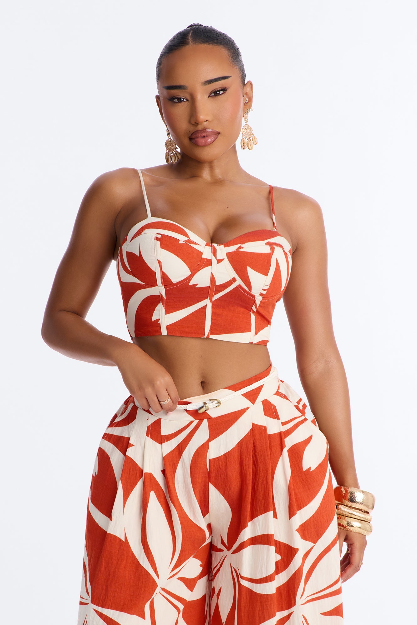 Lola Linen Pant Set - Rust