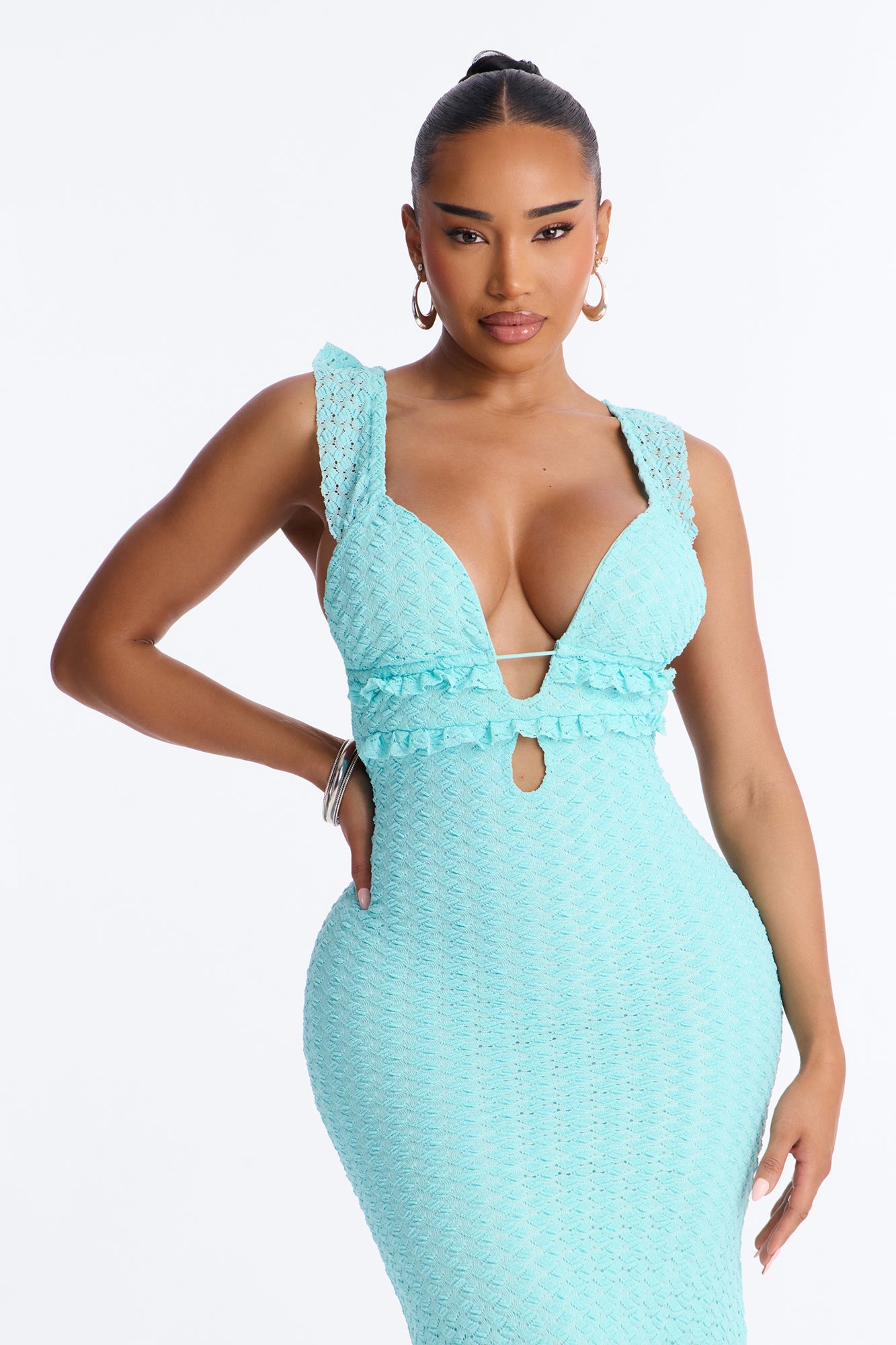 Brinley Backless Lace Maxi Dress - Turquoise Fashion Nova