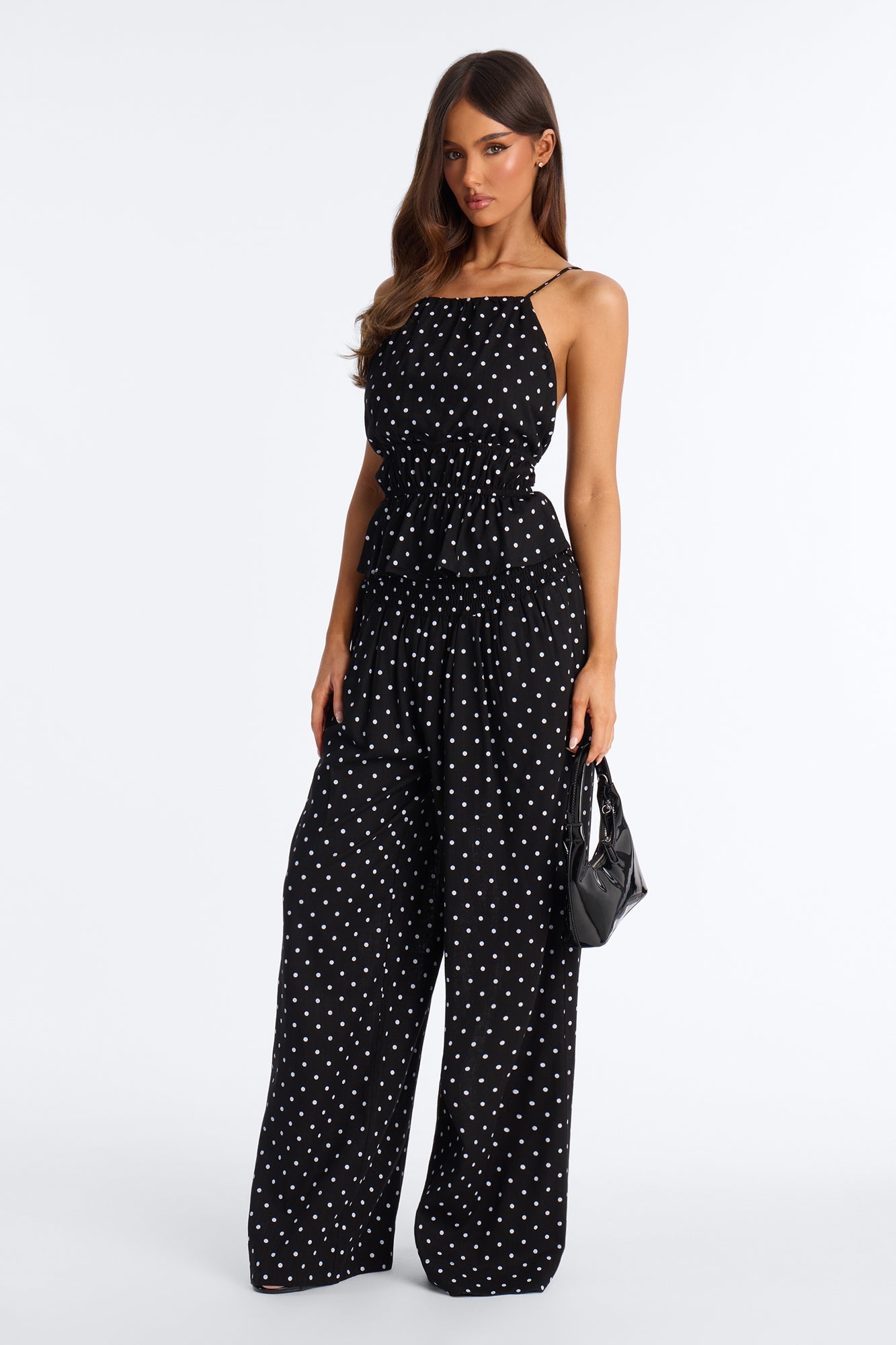 Riley Linen Polka Dot Pant Set - Black/White Fashion Nova