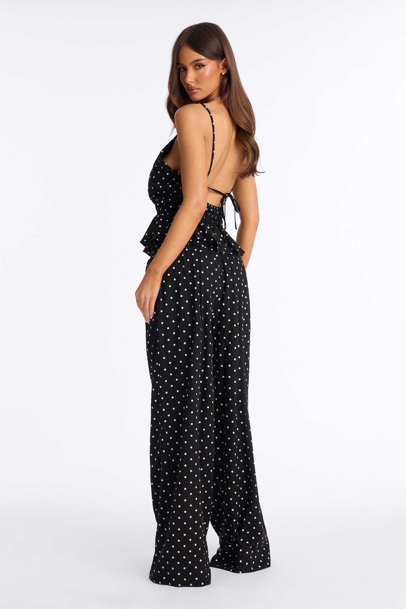 Riley Linen Polka Dot Pant Set - Black/White Fashion Nova