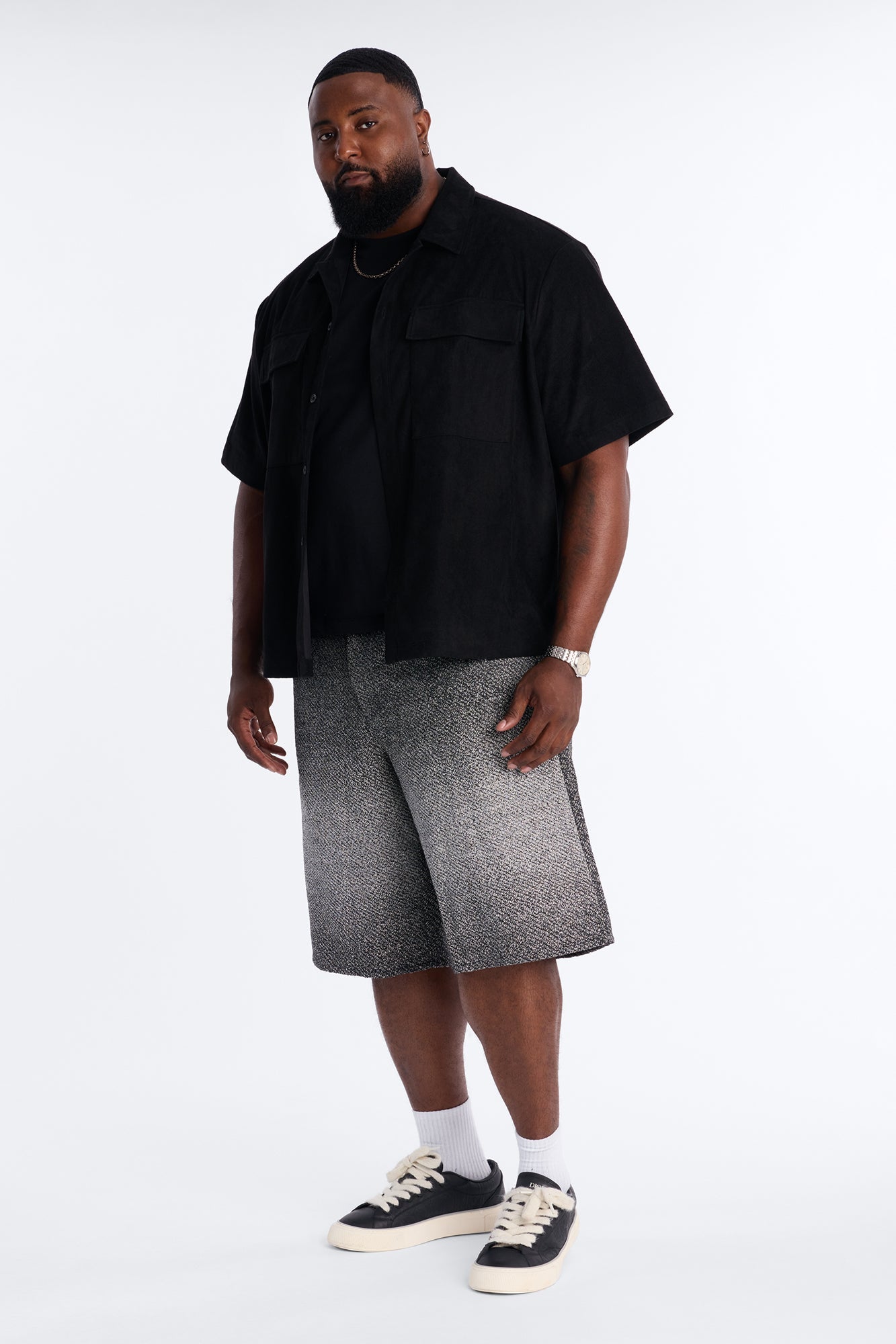 Baggy Tapestry Denim Short - Grey