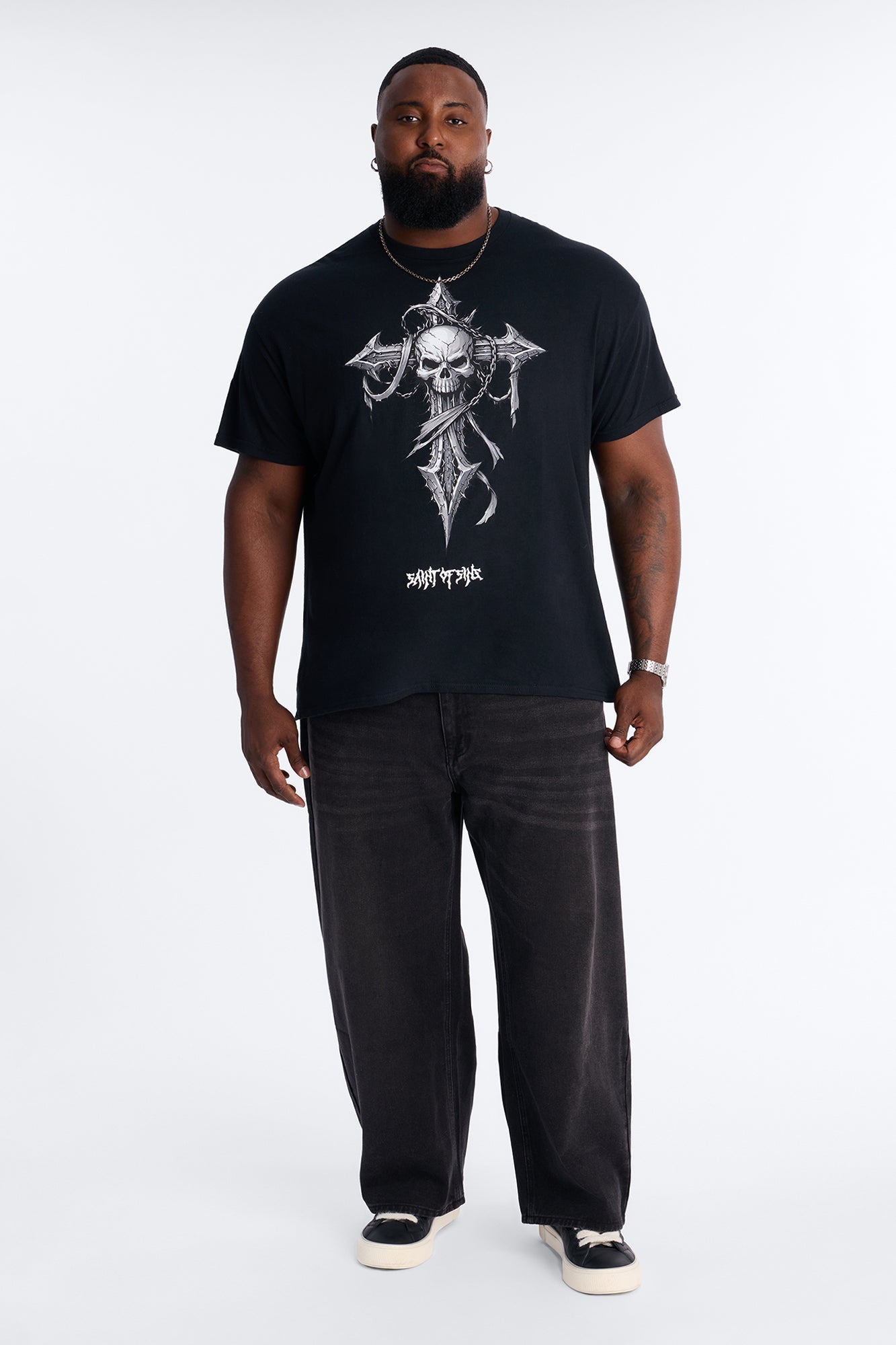 La Familia Cross And Skull Short Sleeve Tee - Black