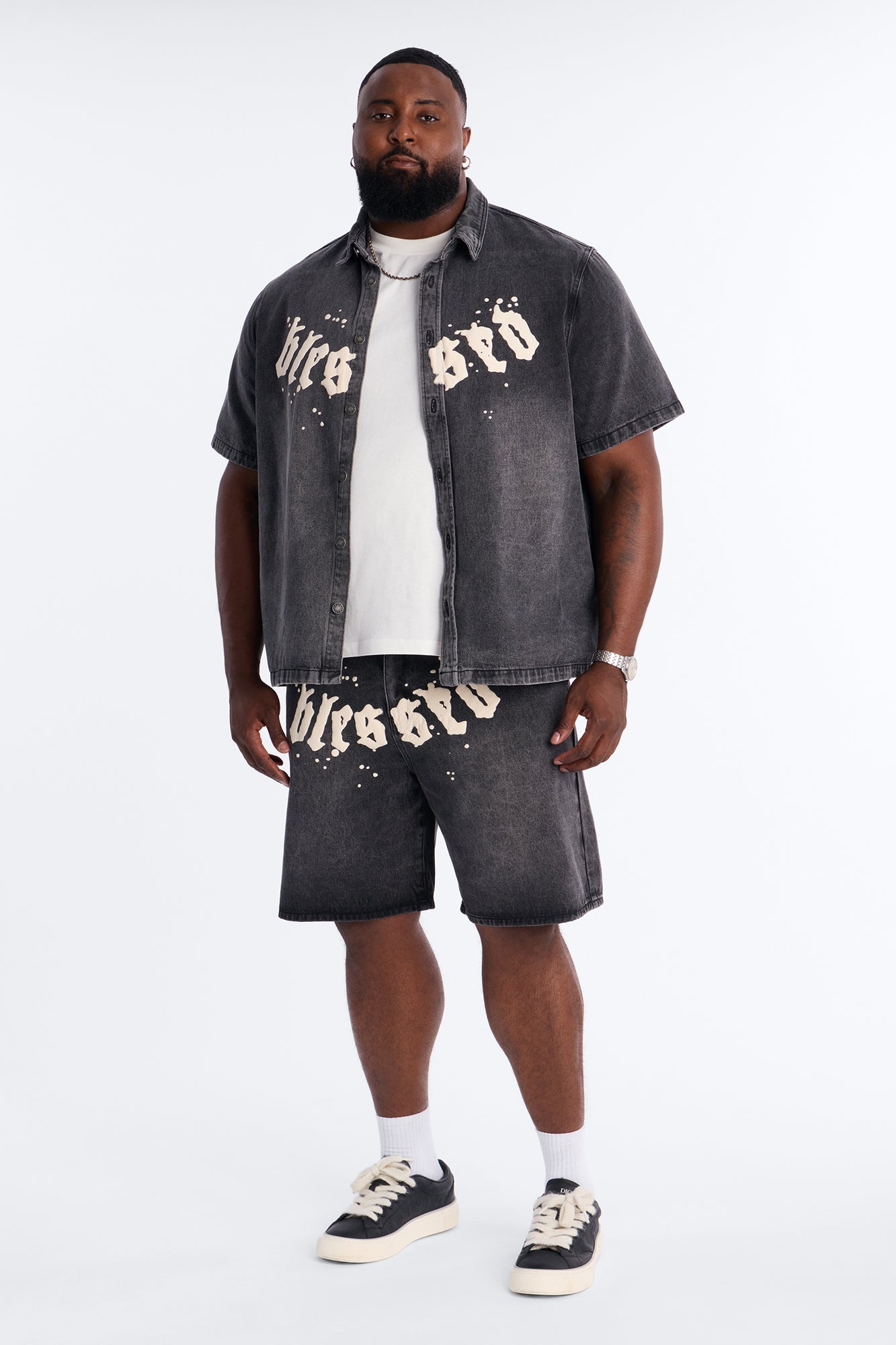Been Blessed Denim Button Up Shirt - Black Wash