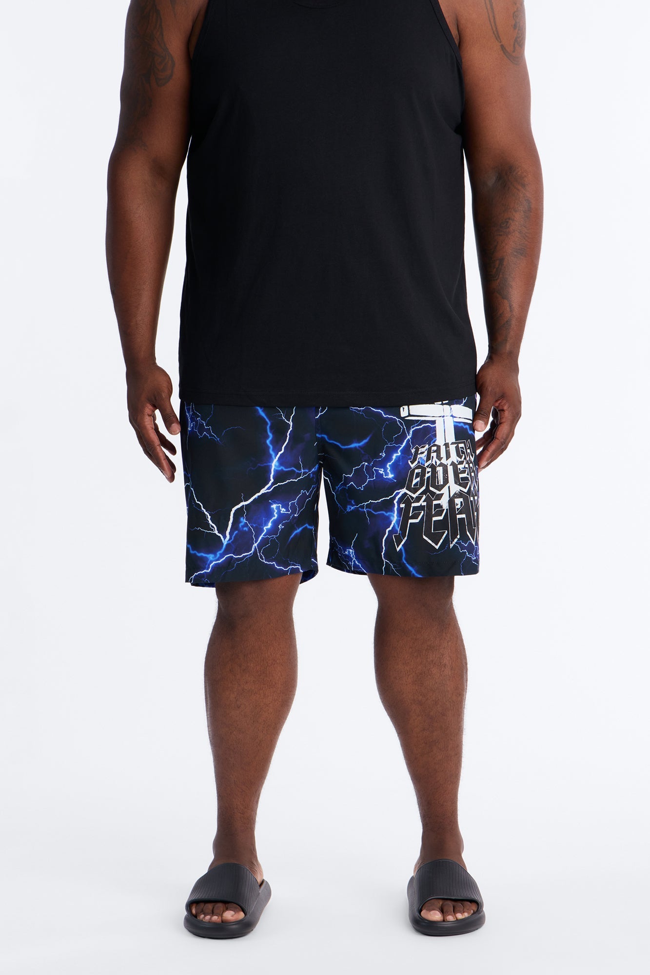 Faith Over Fear Swim Trunk 7″ - Black/Blue