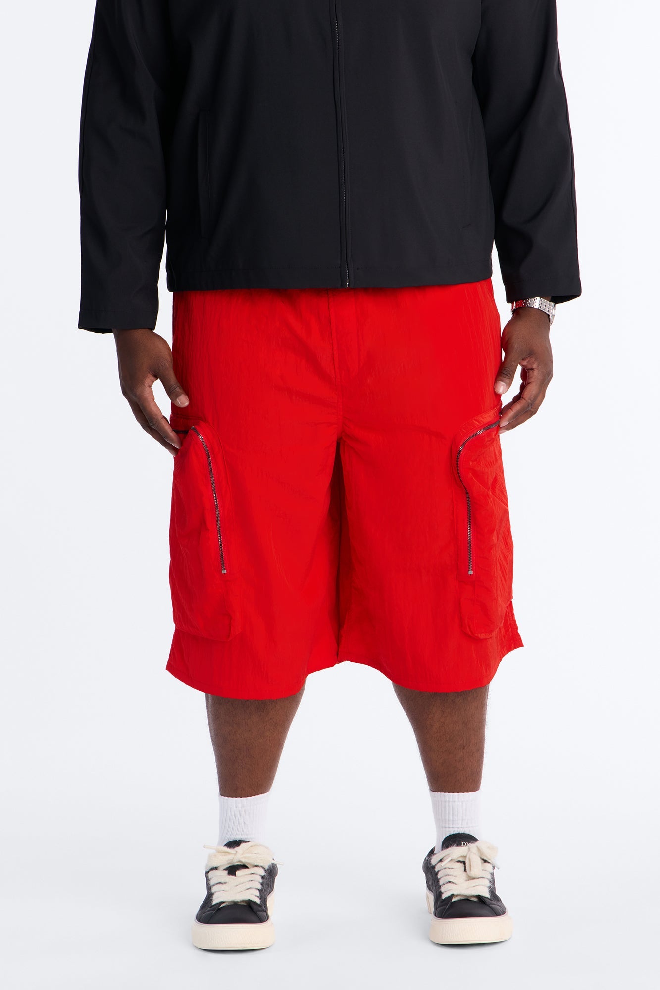 Baggy Oversized Pockets Tech Short - Red