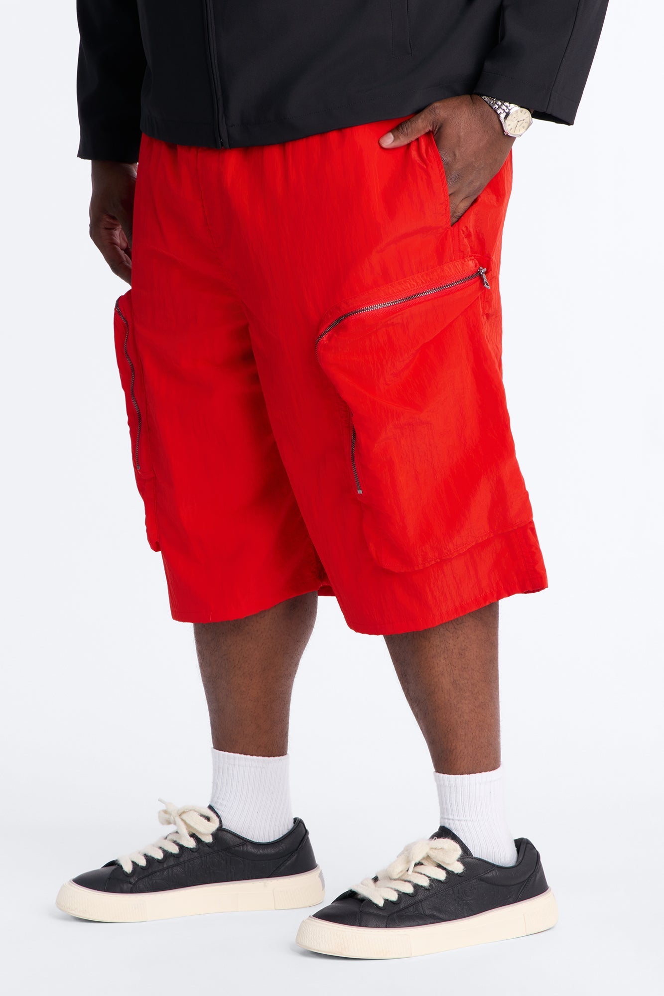 Baggy Oversized Pockets Tech Short - Red