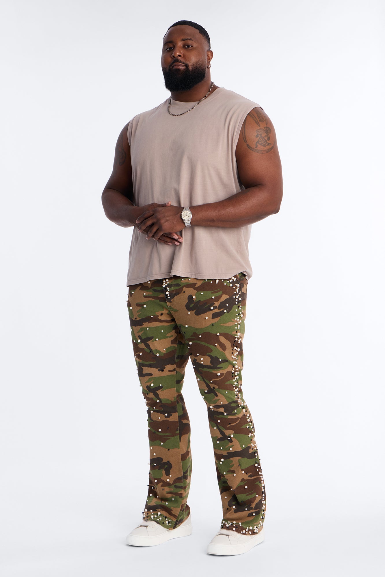 Stacked Skinny Flare Pearl Camo Jean - Camouflage