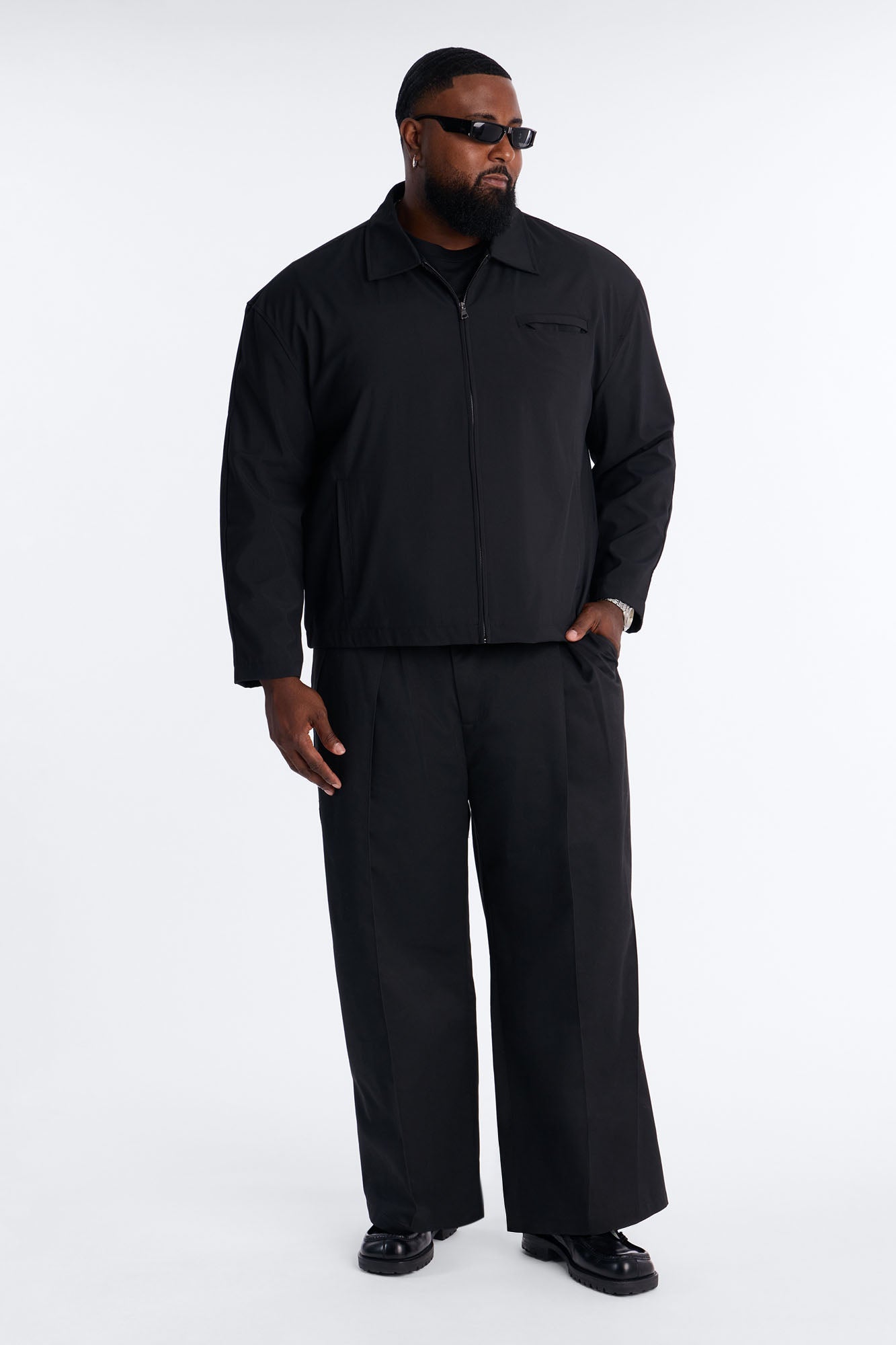 Wide Leg Doheny Abstract Blade Trouser - Black