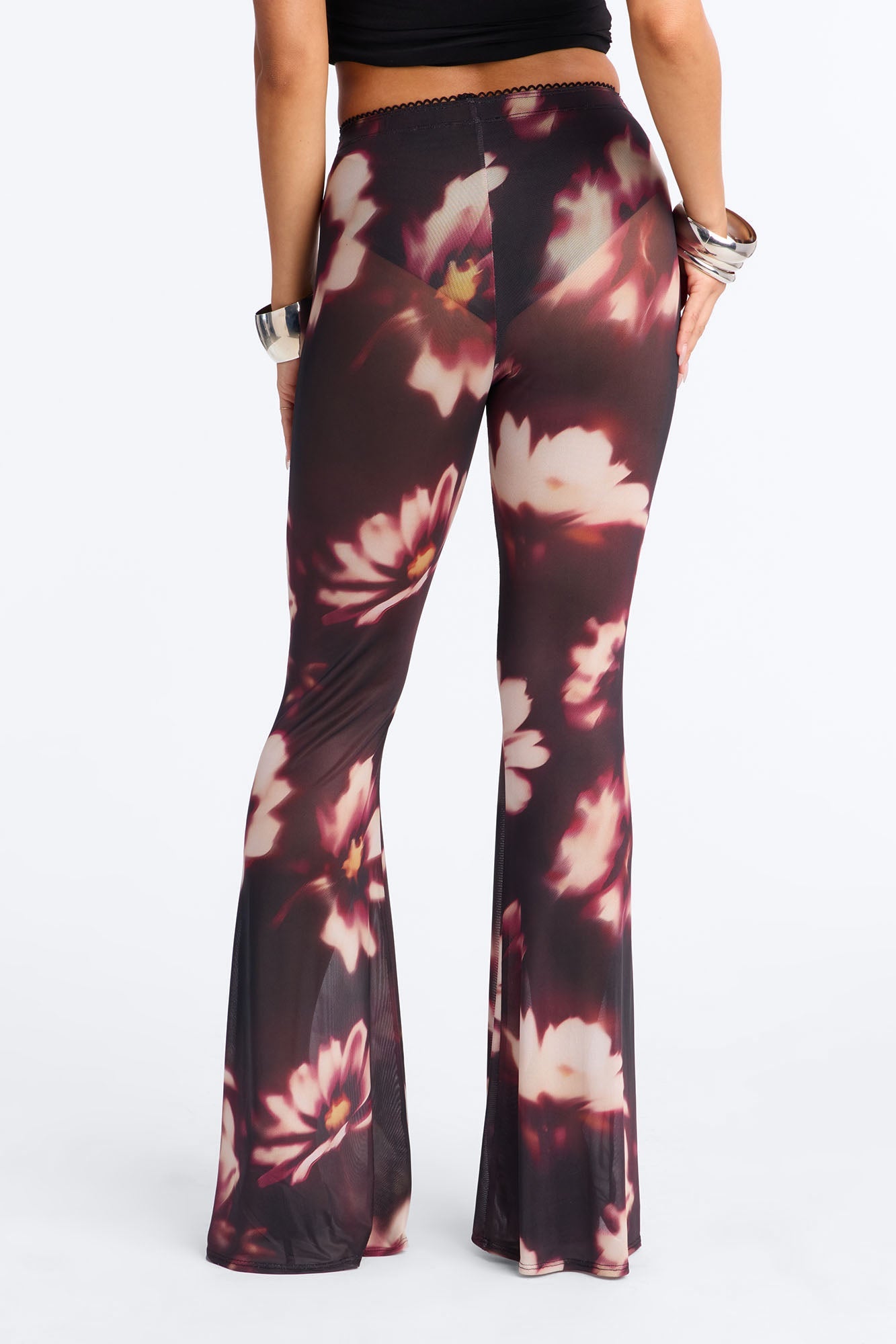 Talk To You Later Mesh Flare Pant - Black/combo