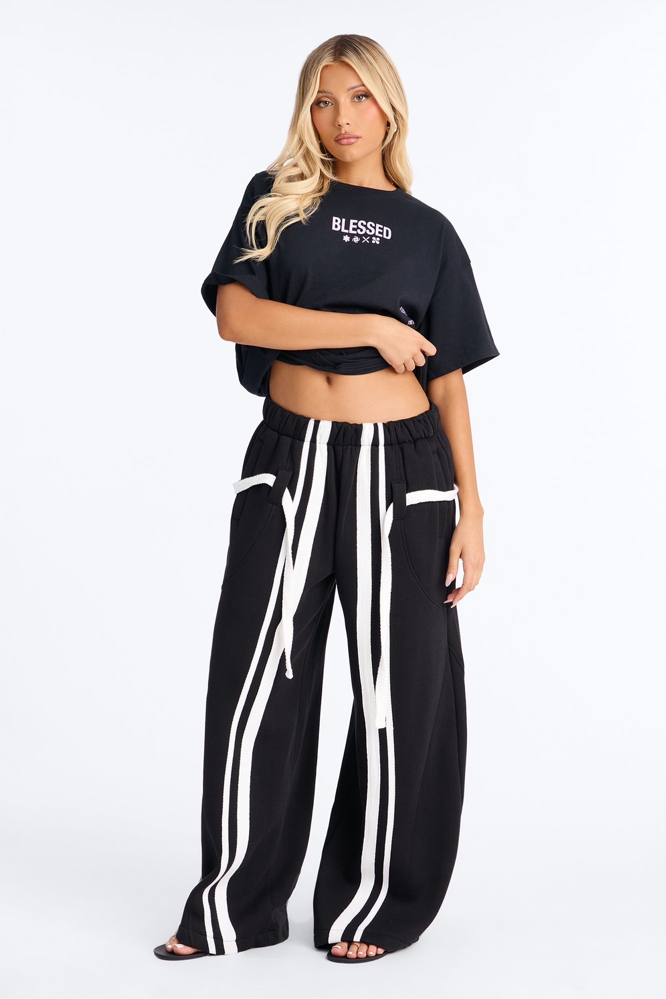 Stay Blessed Washed Oversized Tee - Black Wash NEWFASHIONEDGE
