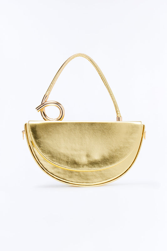 Adding A Twist Faux Leather Satchel Bag - Gold