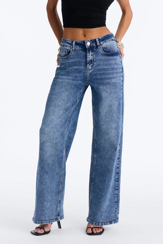Jolie Mid Rise Stretch Straight Leg Jeans - Dark Wash Fashion Nova
