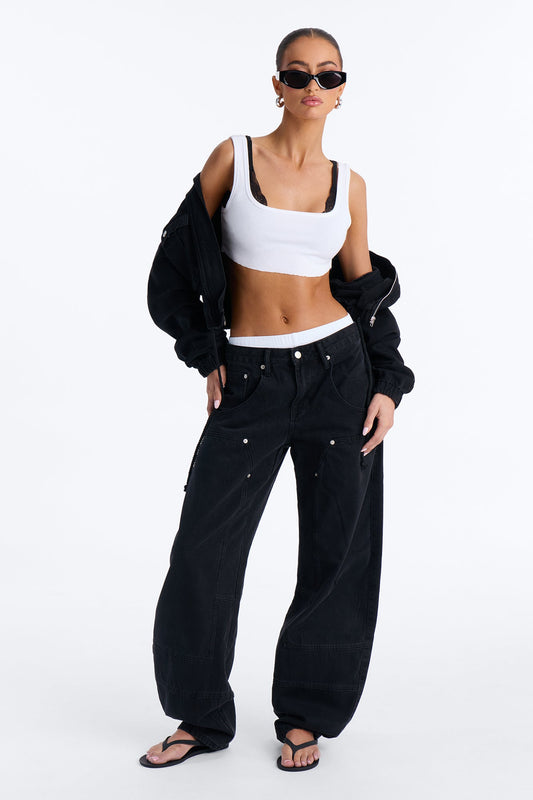 Living On Edge Utility Jeans - Black Wash