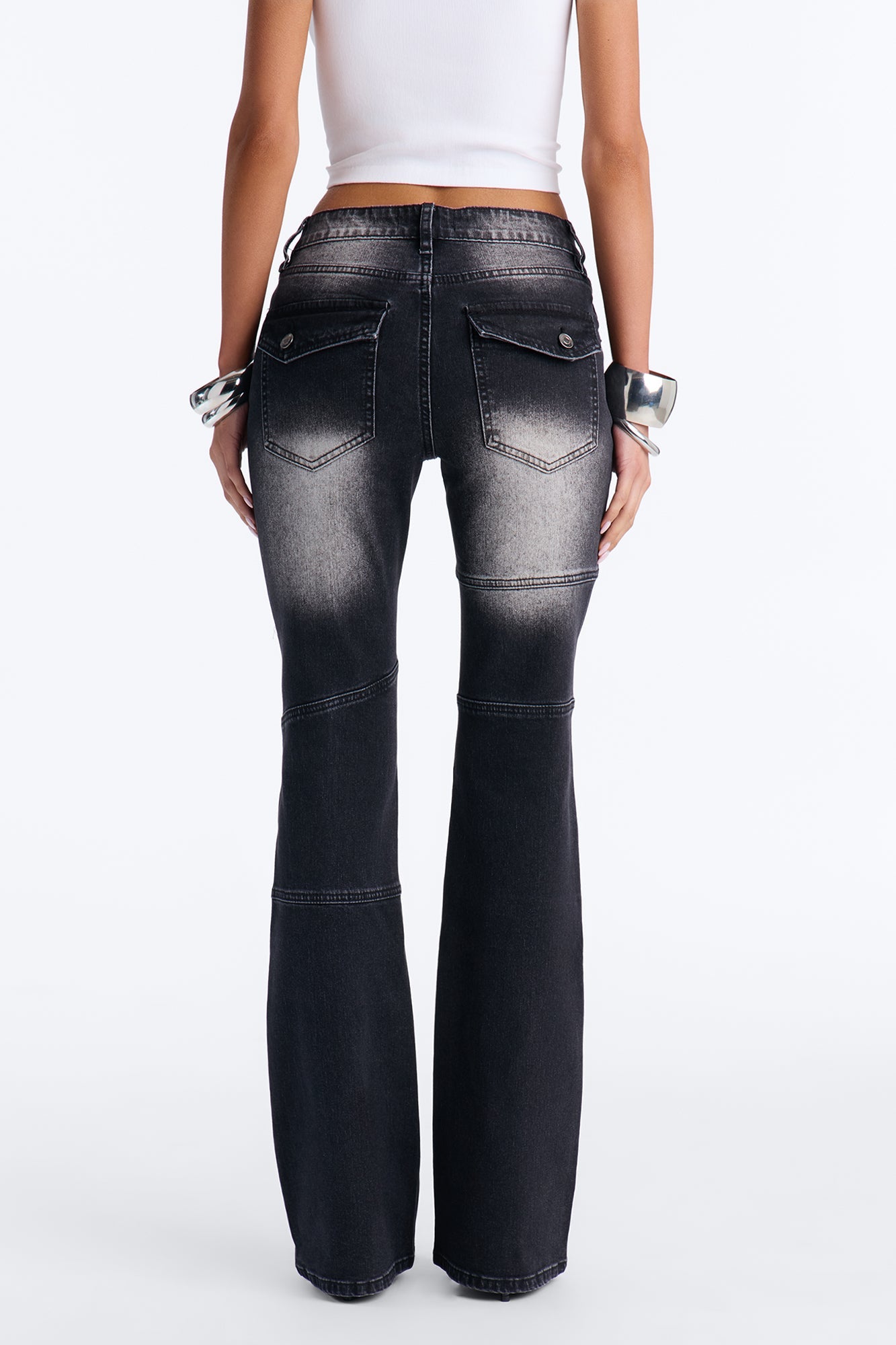 Femme Fatale Low Rise Stretch Bootcut Jeans - Black