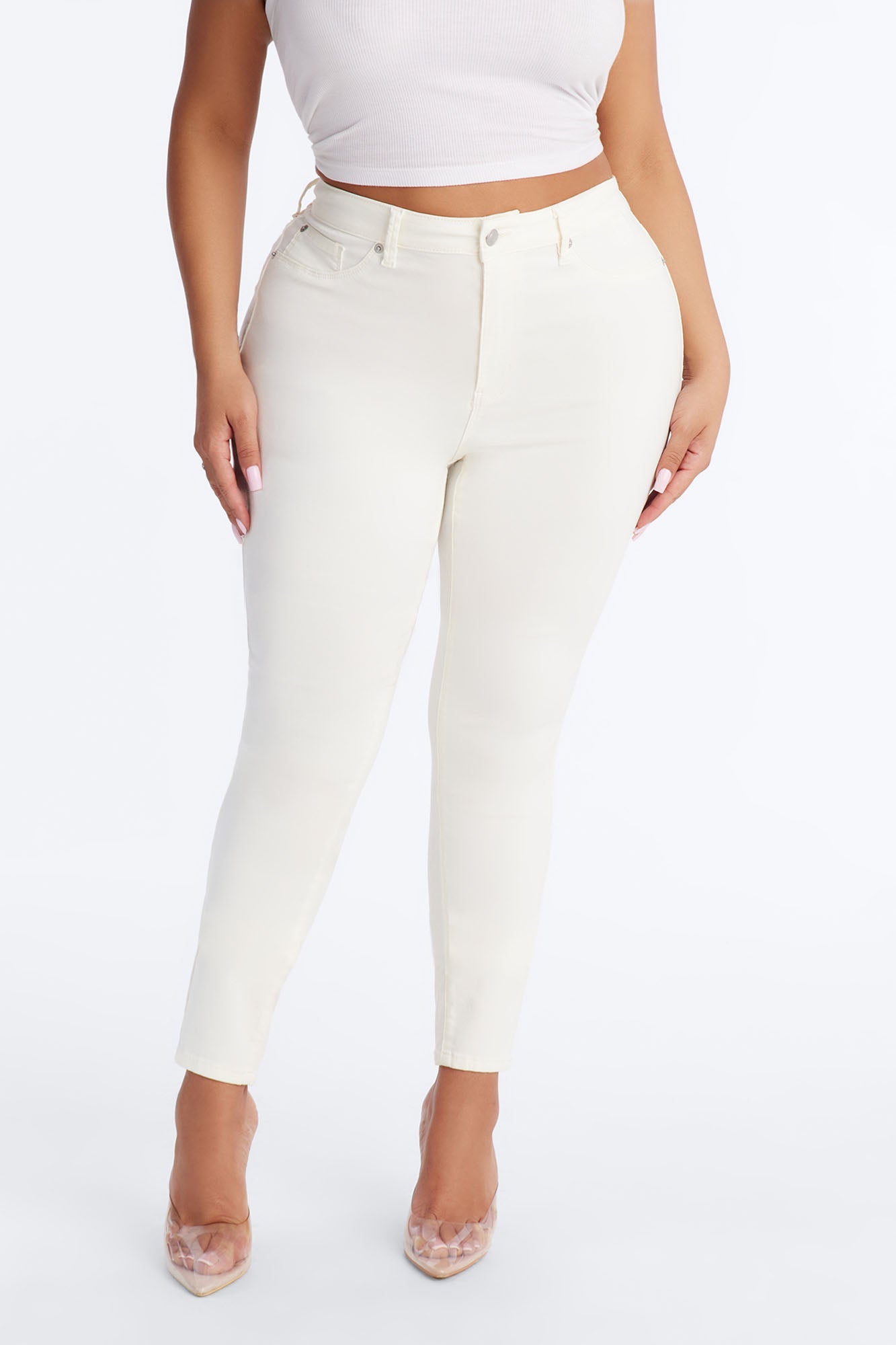 Hyperstretch Skinny Pants - Ivory Fashion Nova