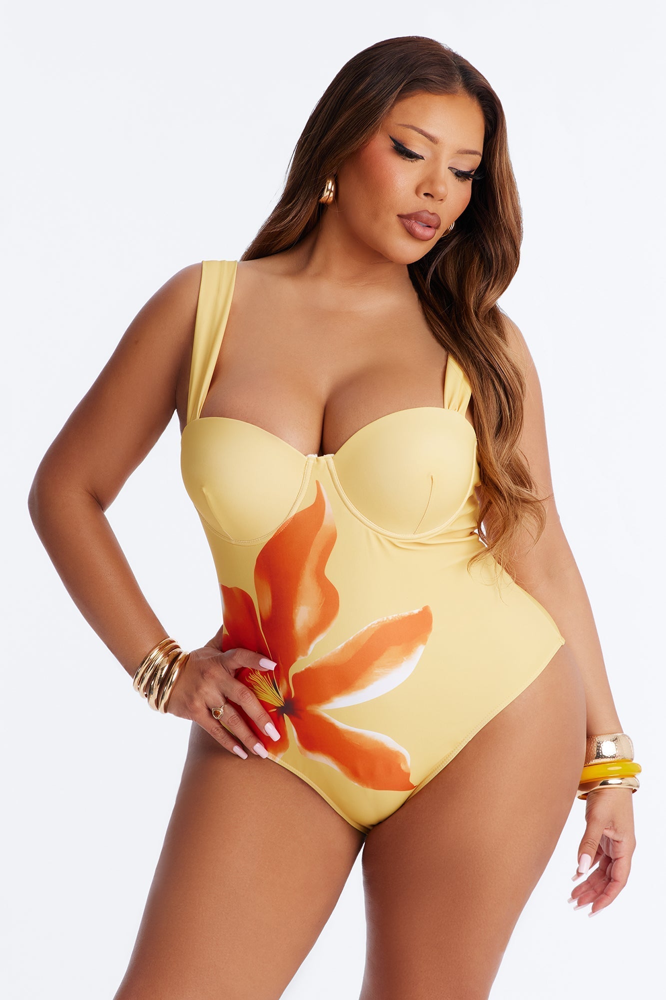On Island Time Floral Underwire Maxi 2 Piece Bikini Skirt Set - Yellow/combo
