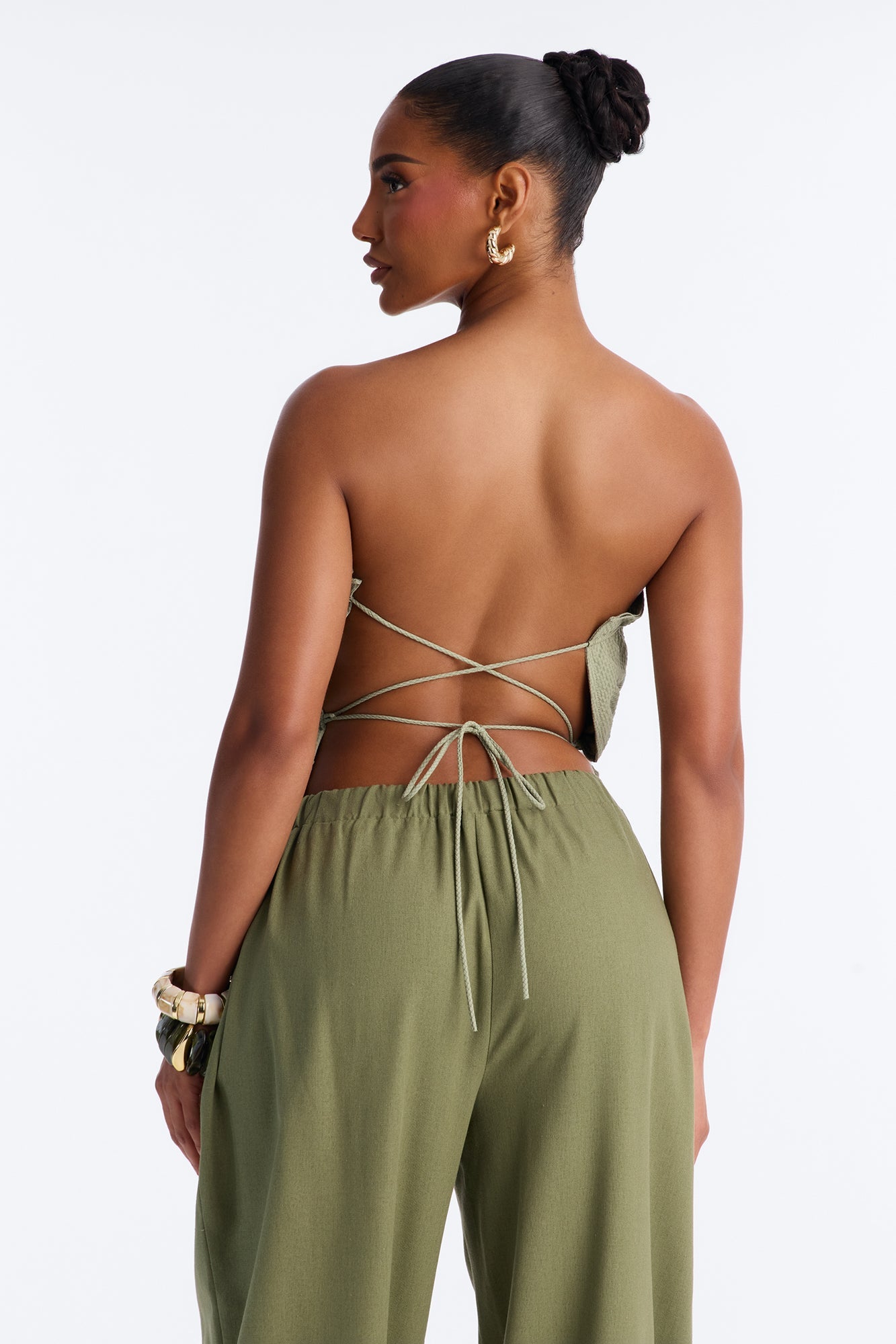 Beach Walks Linen Pant - Olive Fashion Nova