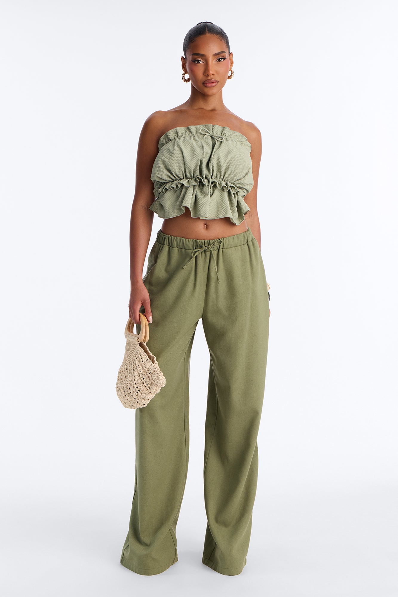 Beach Walks Linen Pant - Olive Fashion Nova