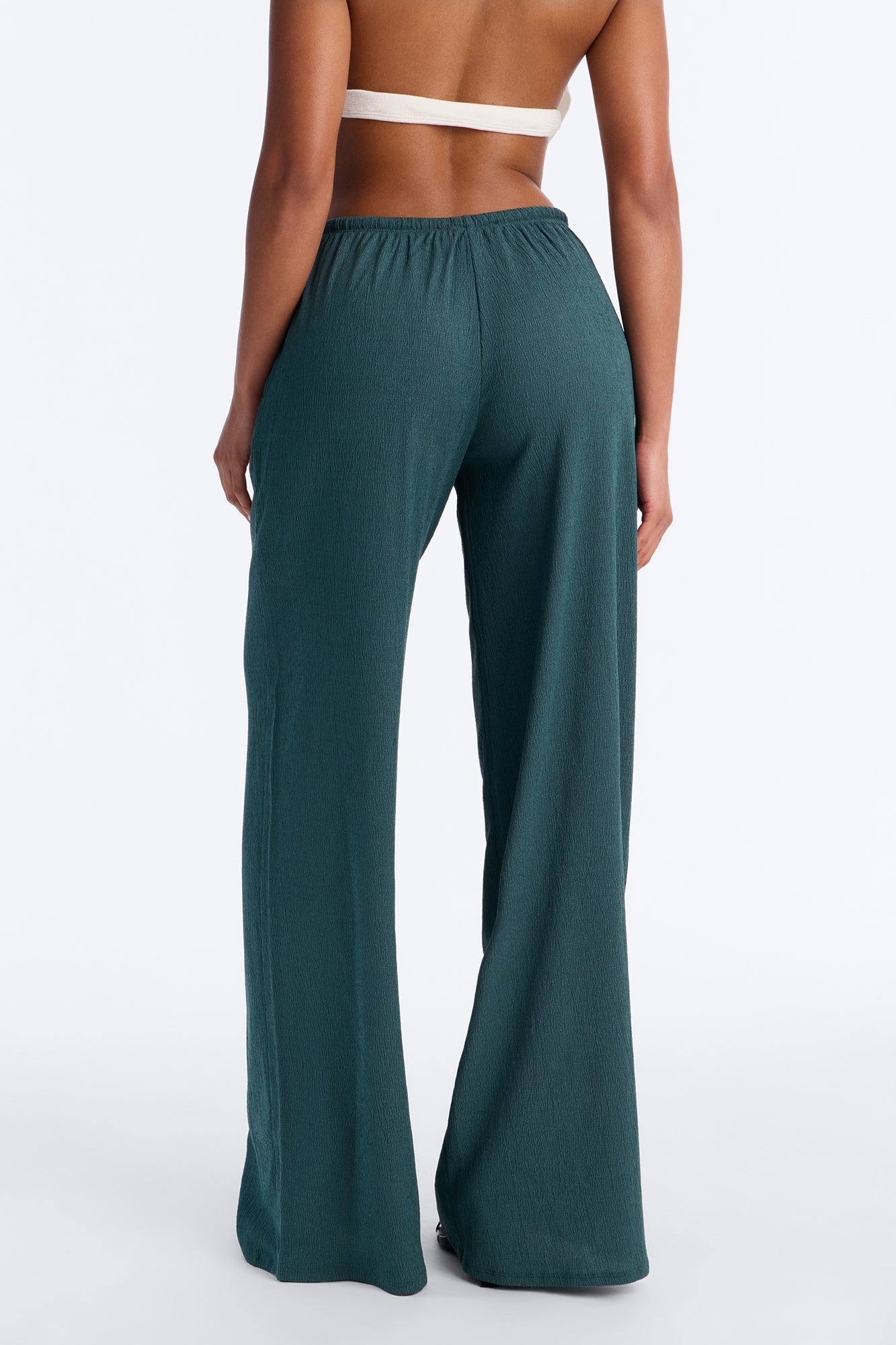 Sadie Low Rise Textured Wide Leg Pant 33″ - Hunter Green