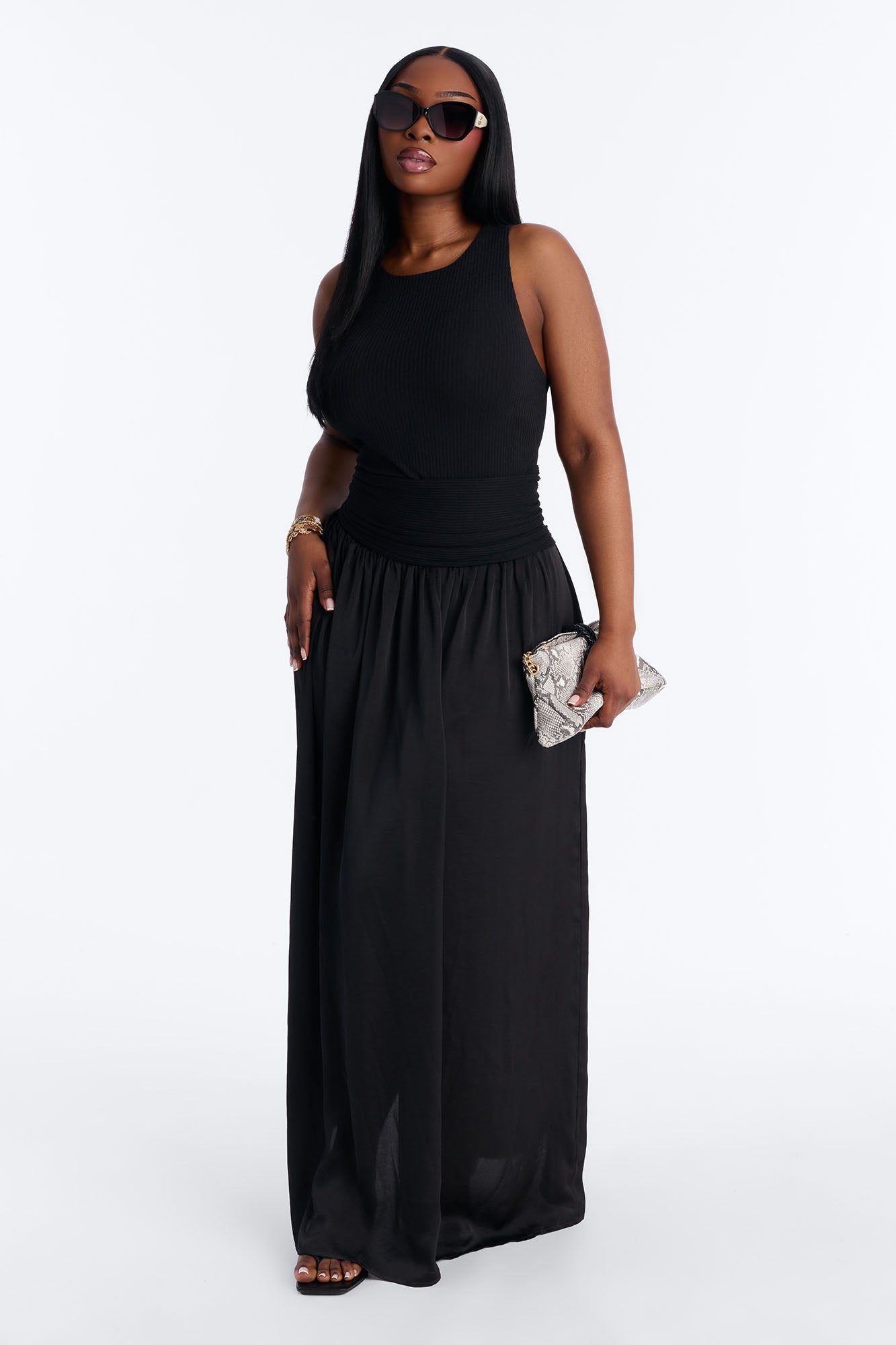 Soho Sleeveless Ribbed Maxi Dress - Black NEWFASHIONEDGE