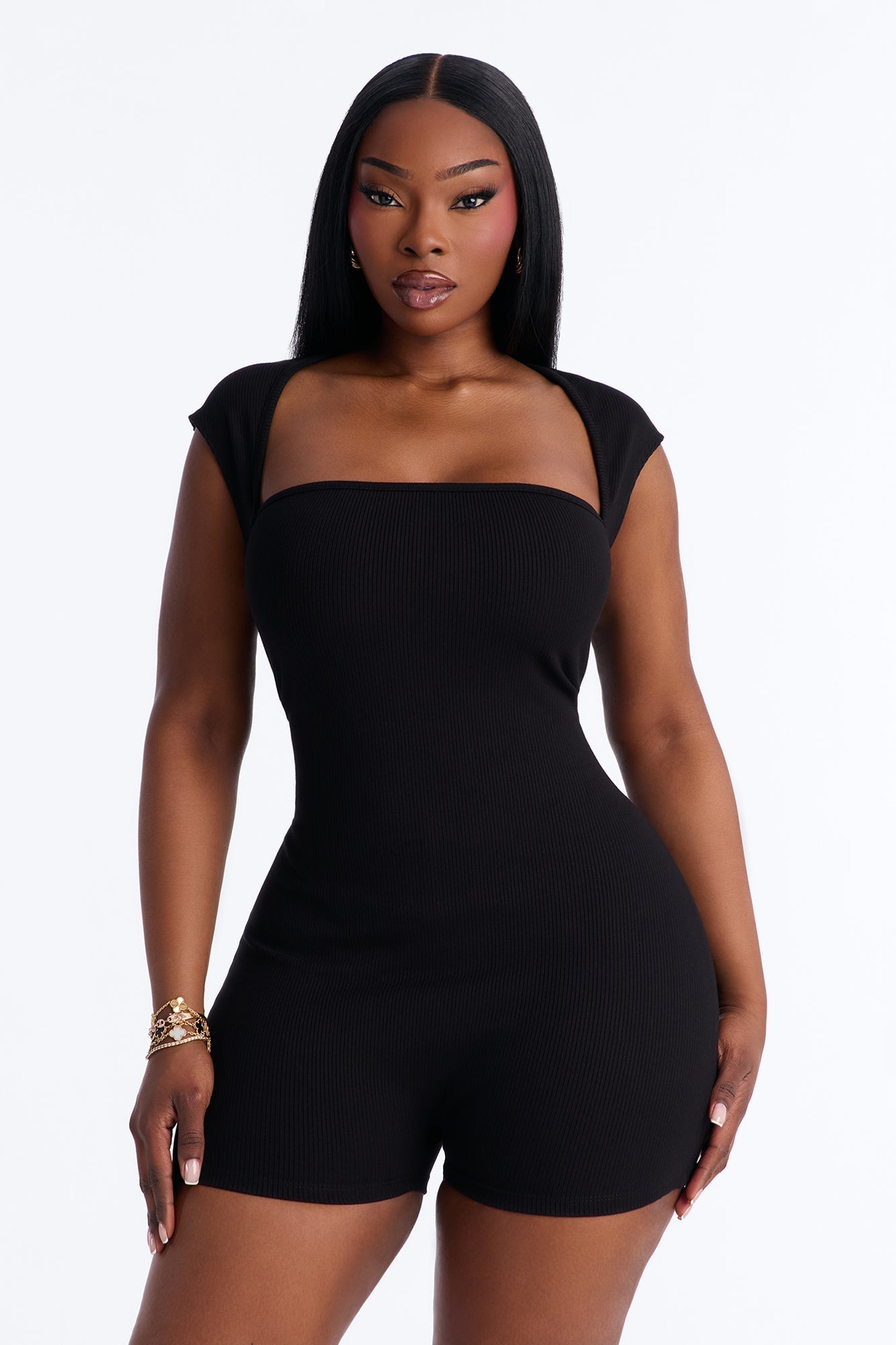 Mari Square Neck Snatched Micro Romper - Black NEWFASHIONEDGE