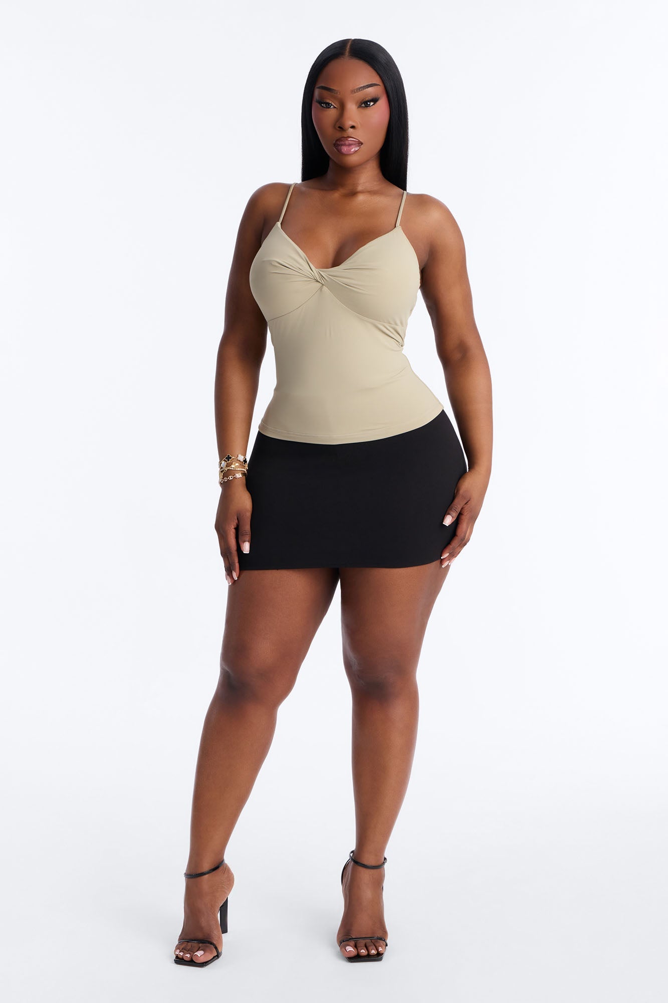 Second Skin Double Lined Twist Cami - Olive Fashion Nova