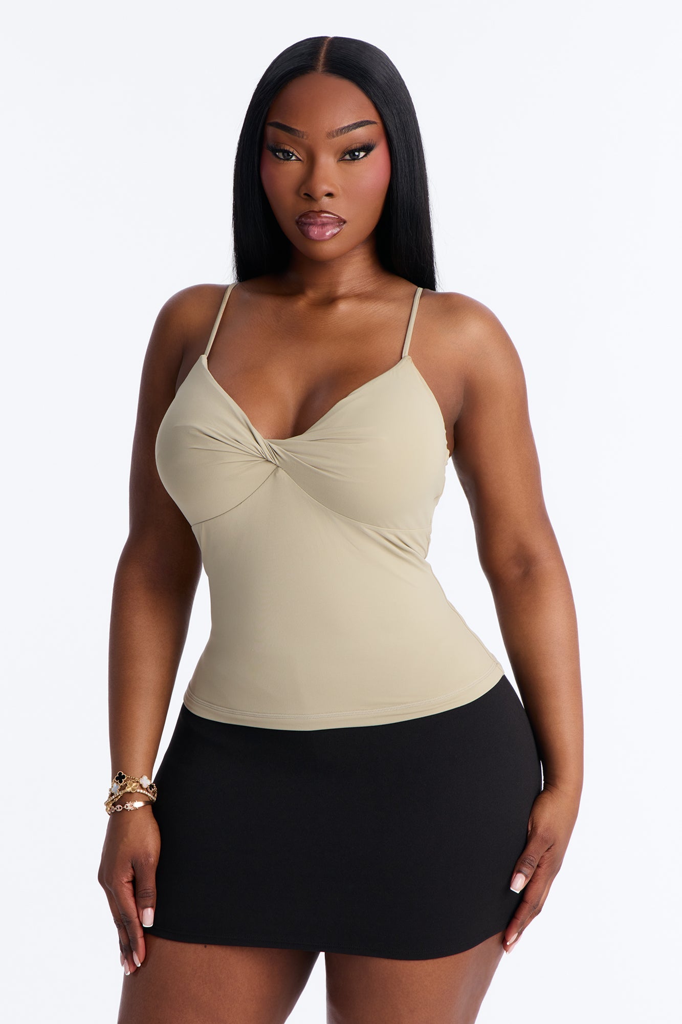 Second Skin Double Lined Twist Cami - Olive Fashion Nova