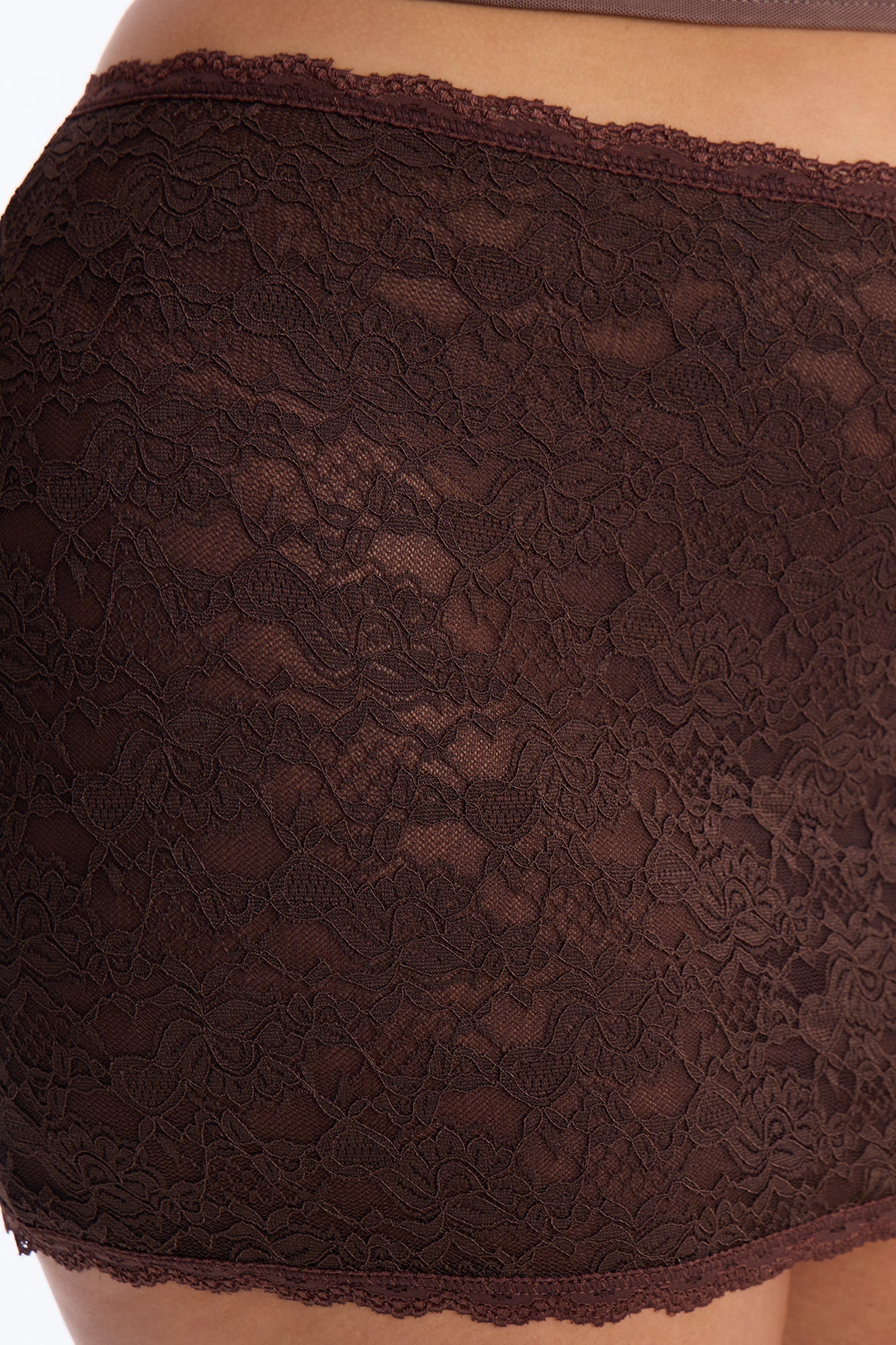 Barely There Lace Mini Skirt - Dark Brown NEWFASHIONEDGE