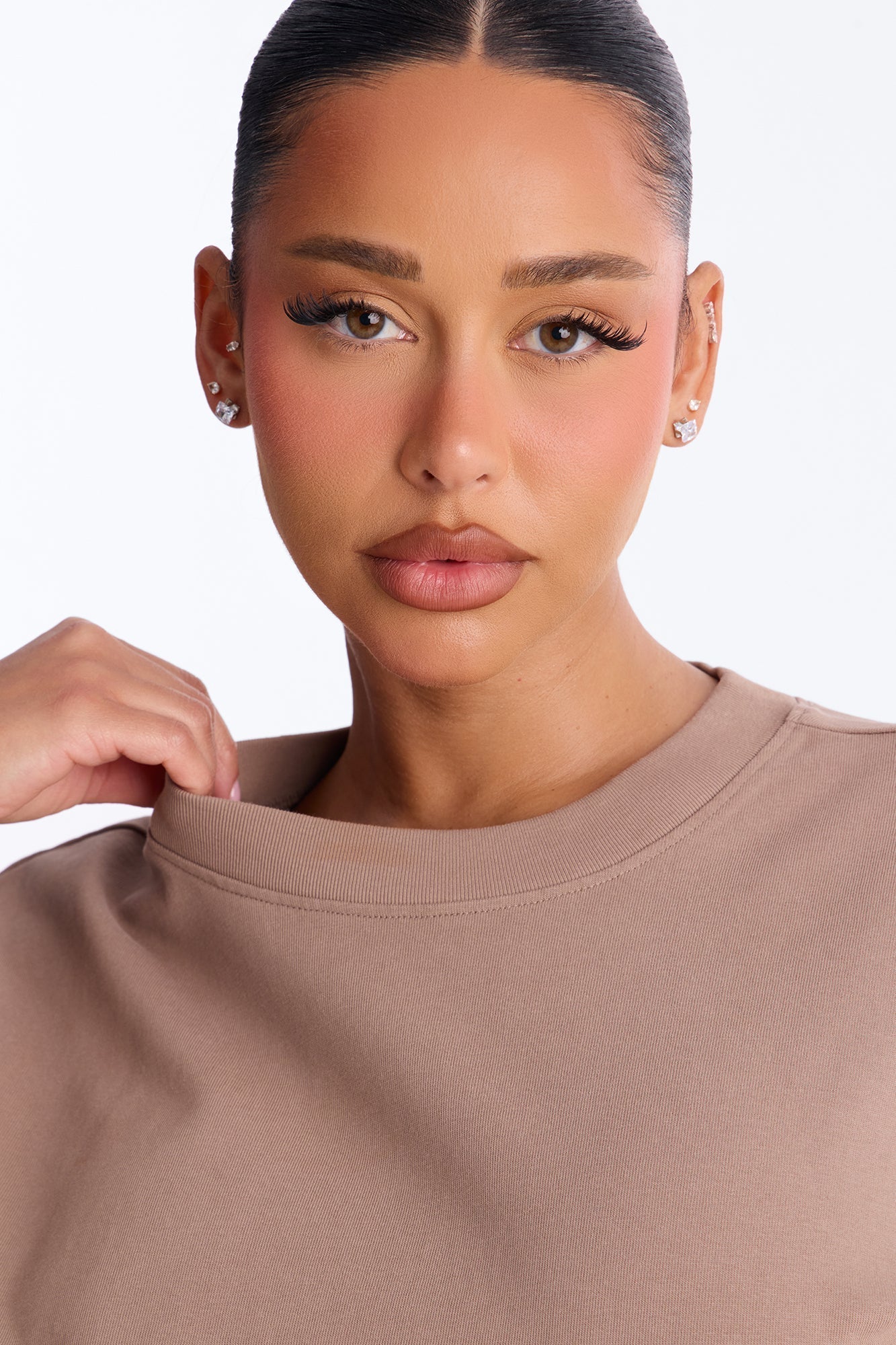 Kali Oversized Boyfriend Crew Neck T-Shirt - Taupe