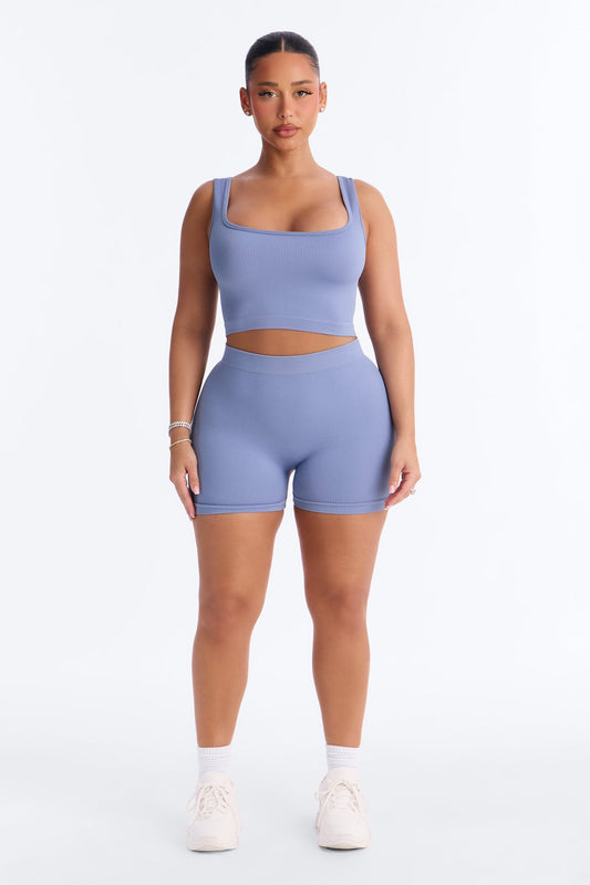 Active Aura Seamless Biker Short Set - Blue Fashion Nova