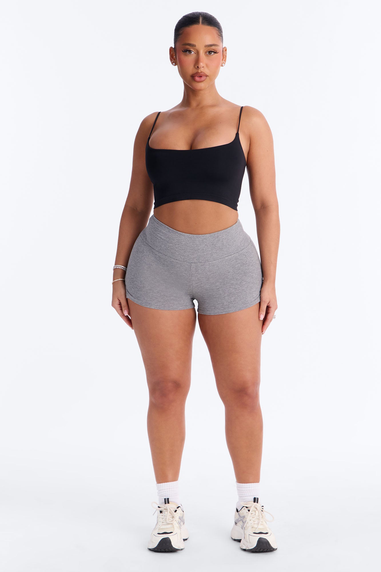 Kieran Split Side Seam Biker Short - Grey NEWFASHIONEDGE