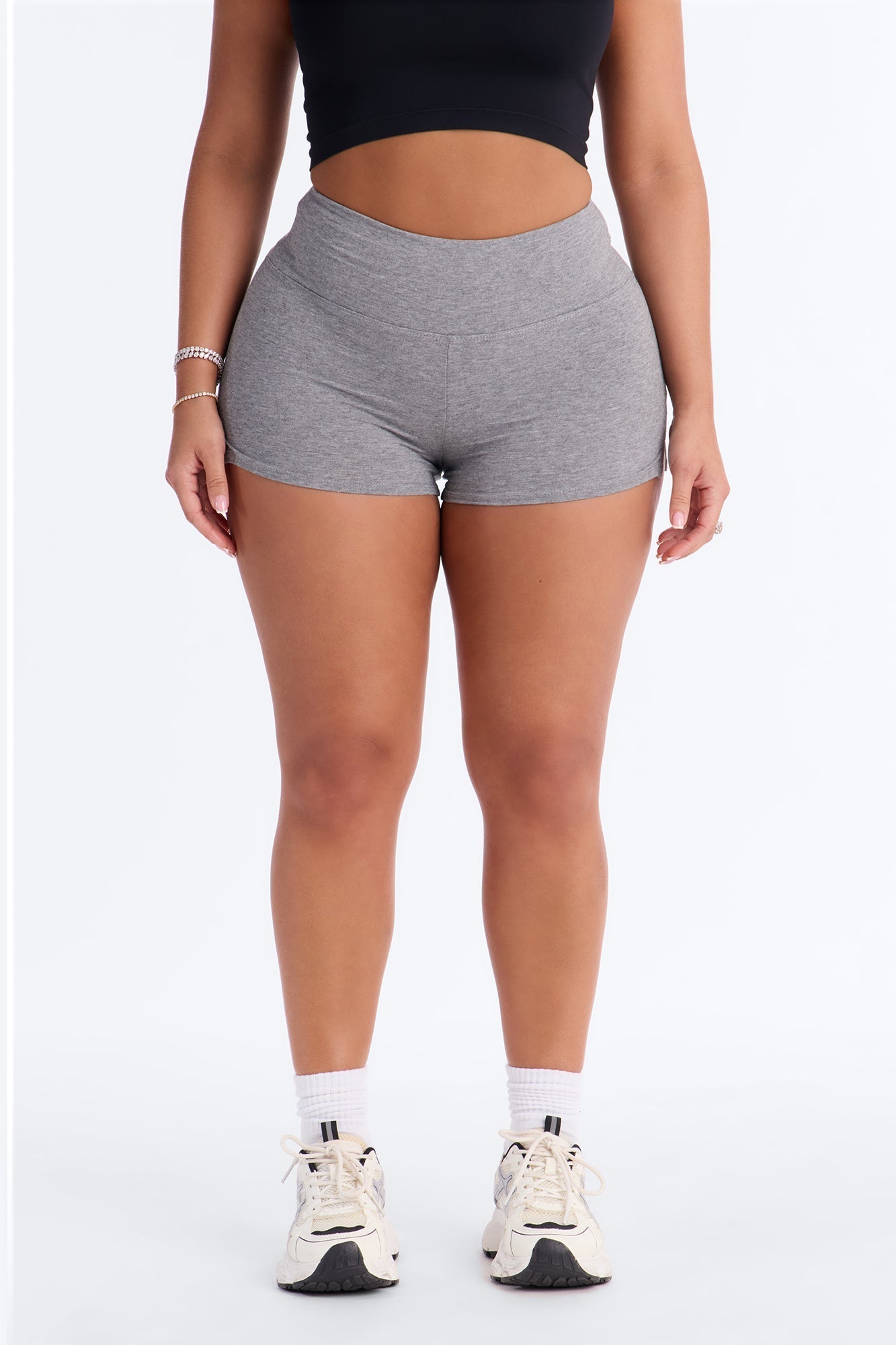 Kieran Split Side Seam Biker Short - Grey NEWFASHIONEDGE