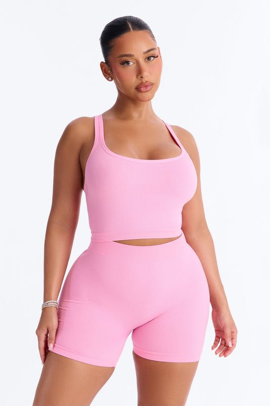 Core Power Seamless Biker Short Set - Pink