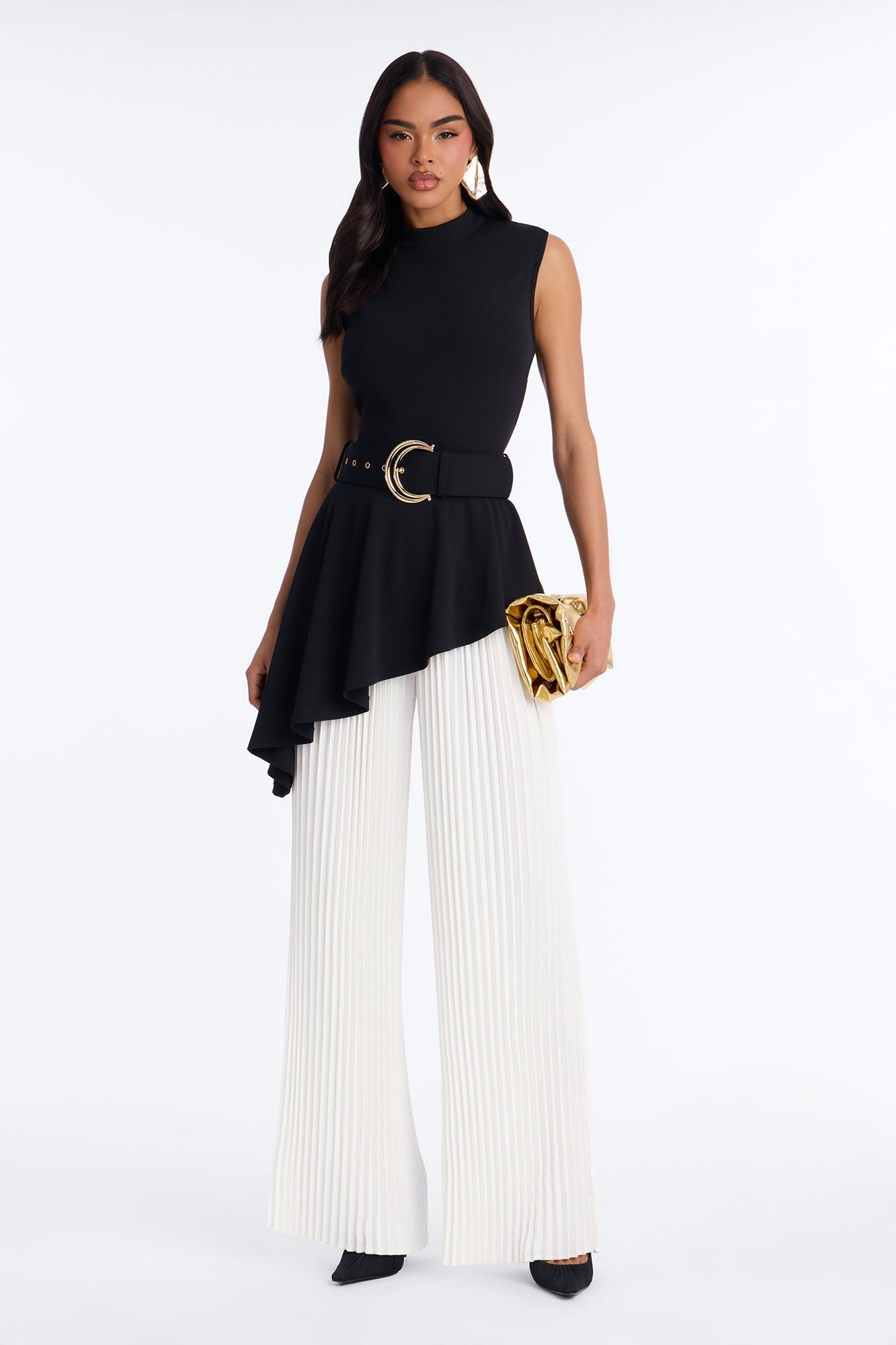 Rosa Twofer Belted Jumpsuit - Black NEWFASHIONEDGE
