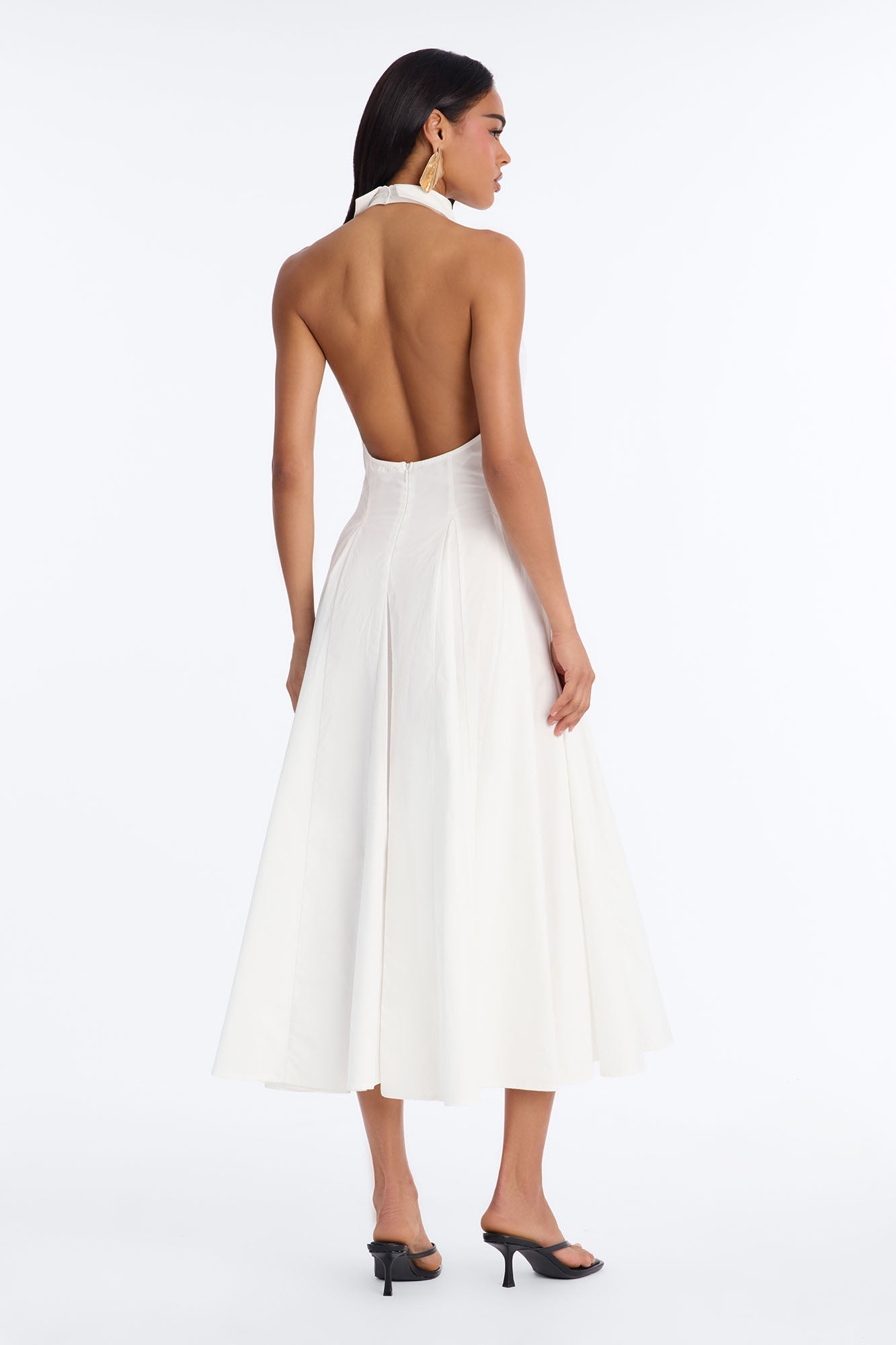 Audrey Collared Poplin Maxi Dress - White NEWFASHIONEDGE