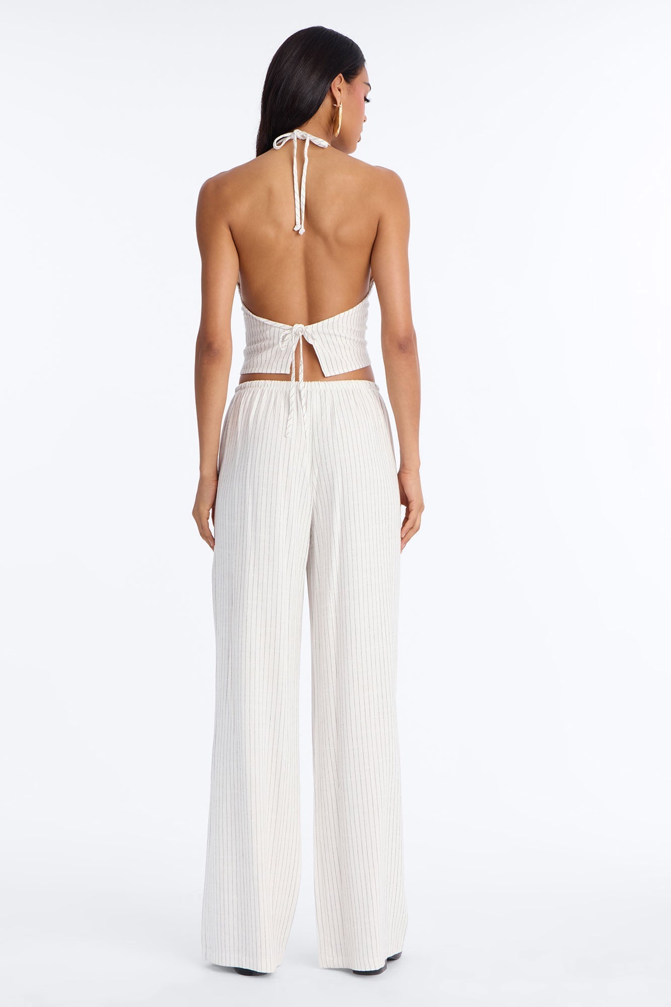 Girl Gone Wild Pinstripe Low Rise Wide Leg Pant 30″ - White/combo NEWFASHIONEDGE