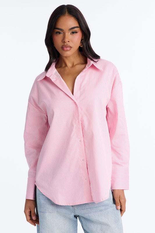 Modern Classic Pinstripe Poplin Shirt - Pink/combo