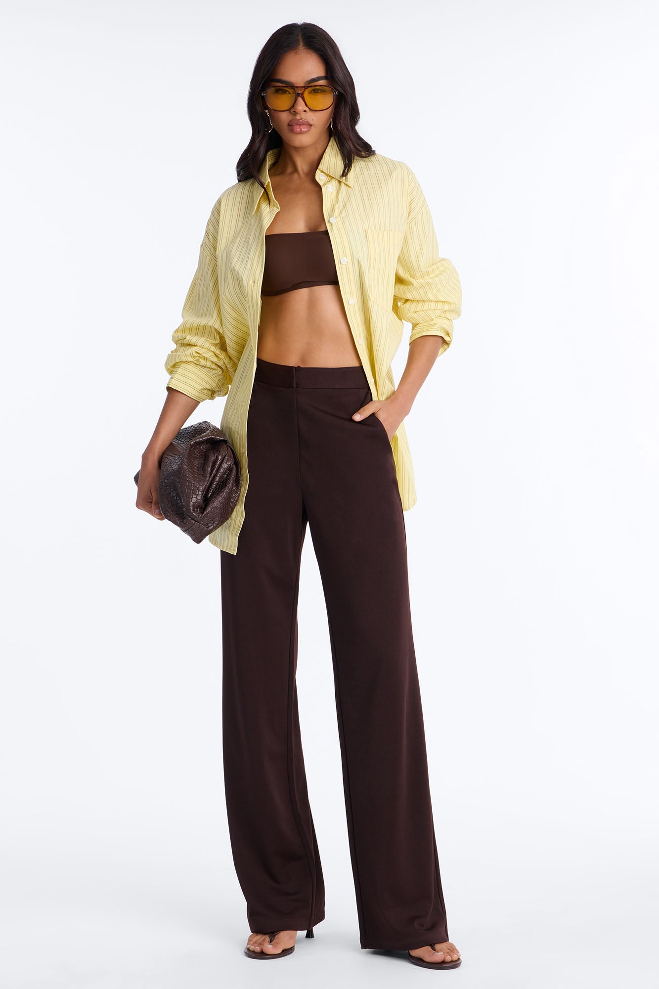Street Cool Oversized Pinstripe Shirt - Yellow/combo