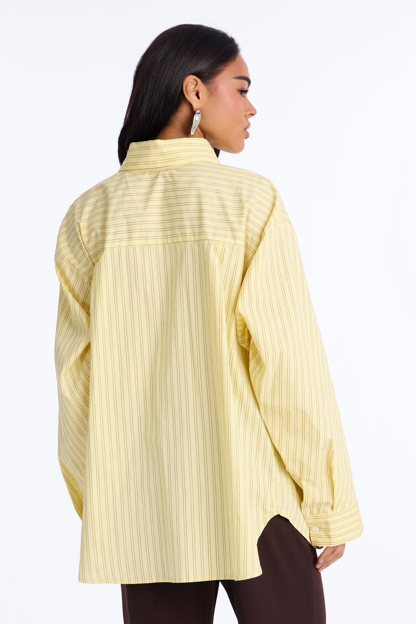 Street Cool Oversized Pinstripe Shirt - Yellow/combo