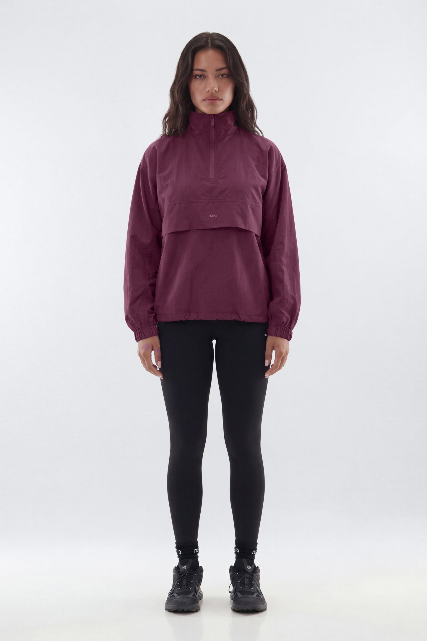 CoreNylon Mock Neck Half Zip Track Jacket - Merlot
