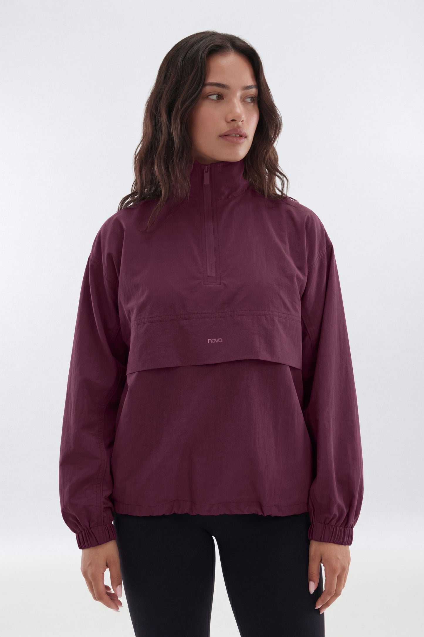 CoreNylon Mock Neck Half Zip Track Jacket - Merlot