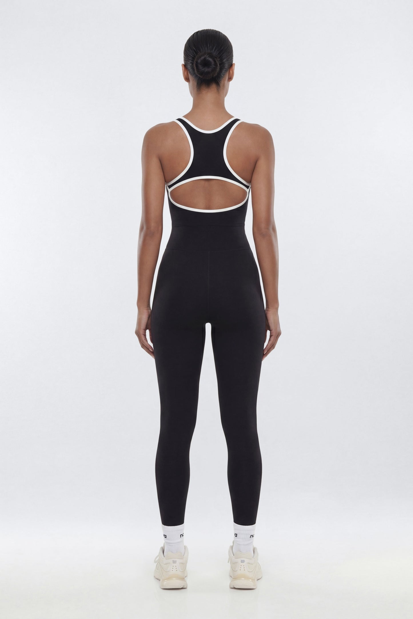 ProStretch™ 25″ Contrast Trim Skinny Racerback Cut Out Jumpsuit - Black